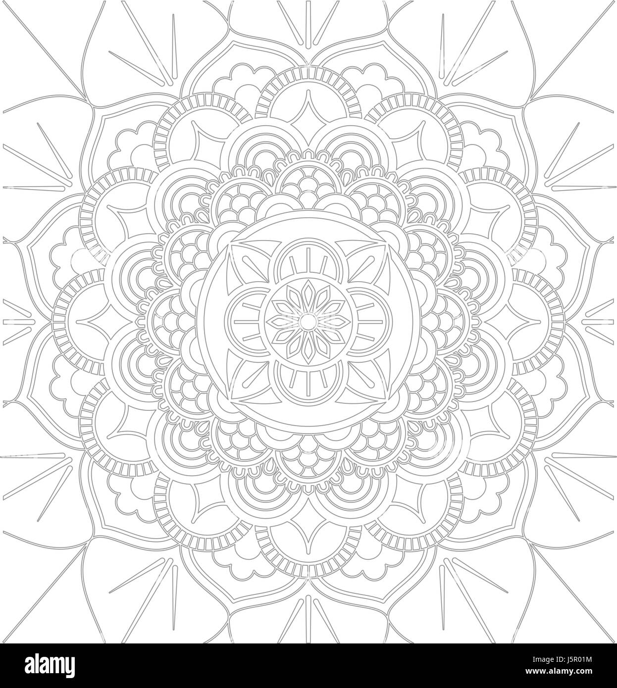 Mandala tibétain ornement décoratif pour la conception des profils page à colorier. Vector illustration Illustration de Vecteur