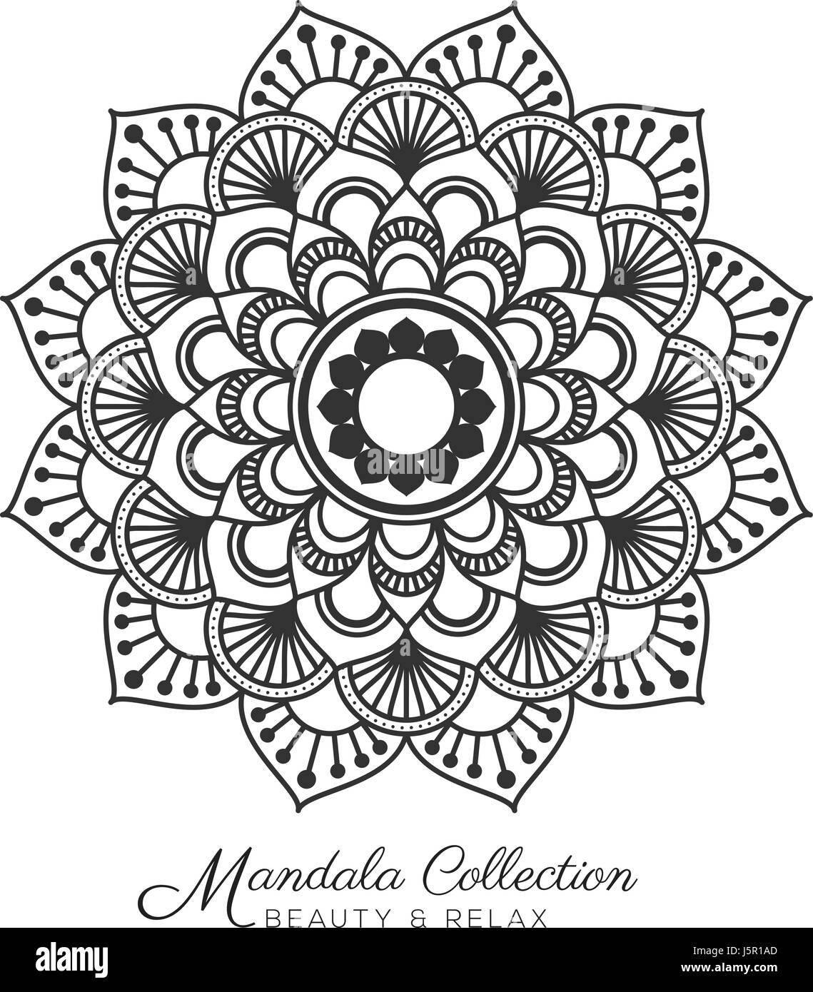 Mandala tibétain ornement décoratif design pour colorier, cartes de vœux, d'invitation, tatouage, symbole de yoga et de spa. Vector illustration Illustration de Vecteur