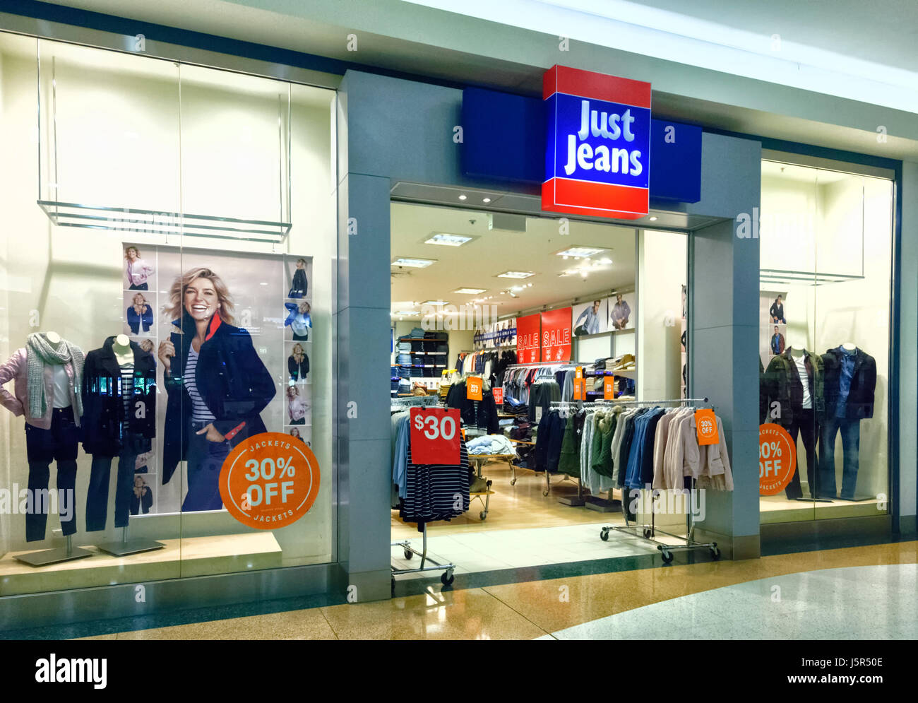 De devanture de magasin Jeans juste, New South Wales, NSW, Australie Banque D'Images