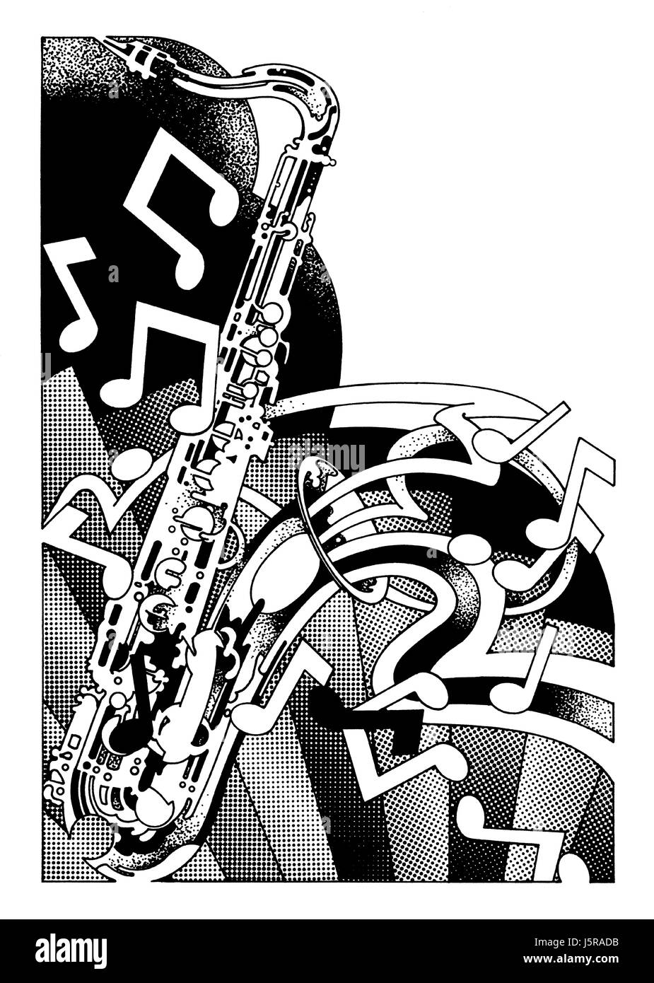 Saxophone et notes de musique Banque D'Images