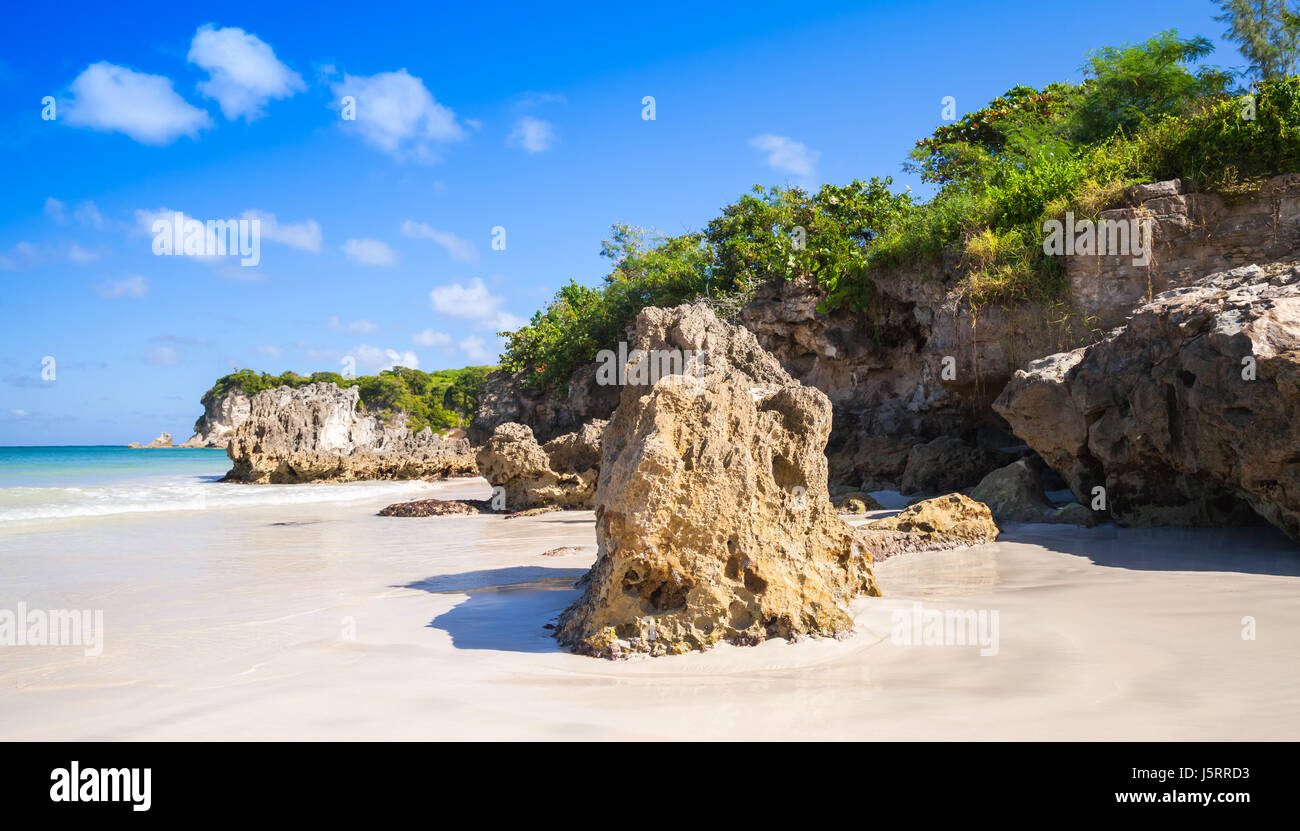 Les roches du littoral de Macao Beach, paysage naturel de l'île d'Hispaniola, la République Dominicaine Banque D'Images