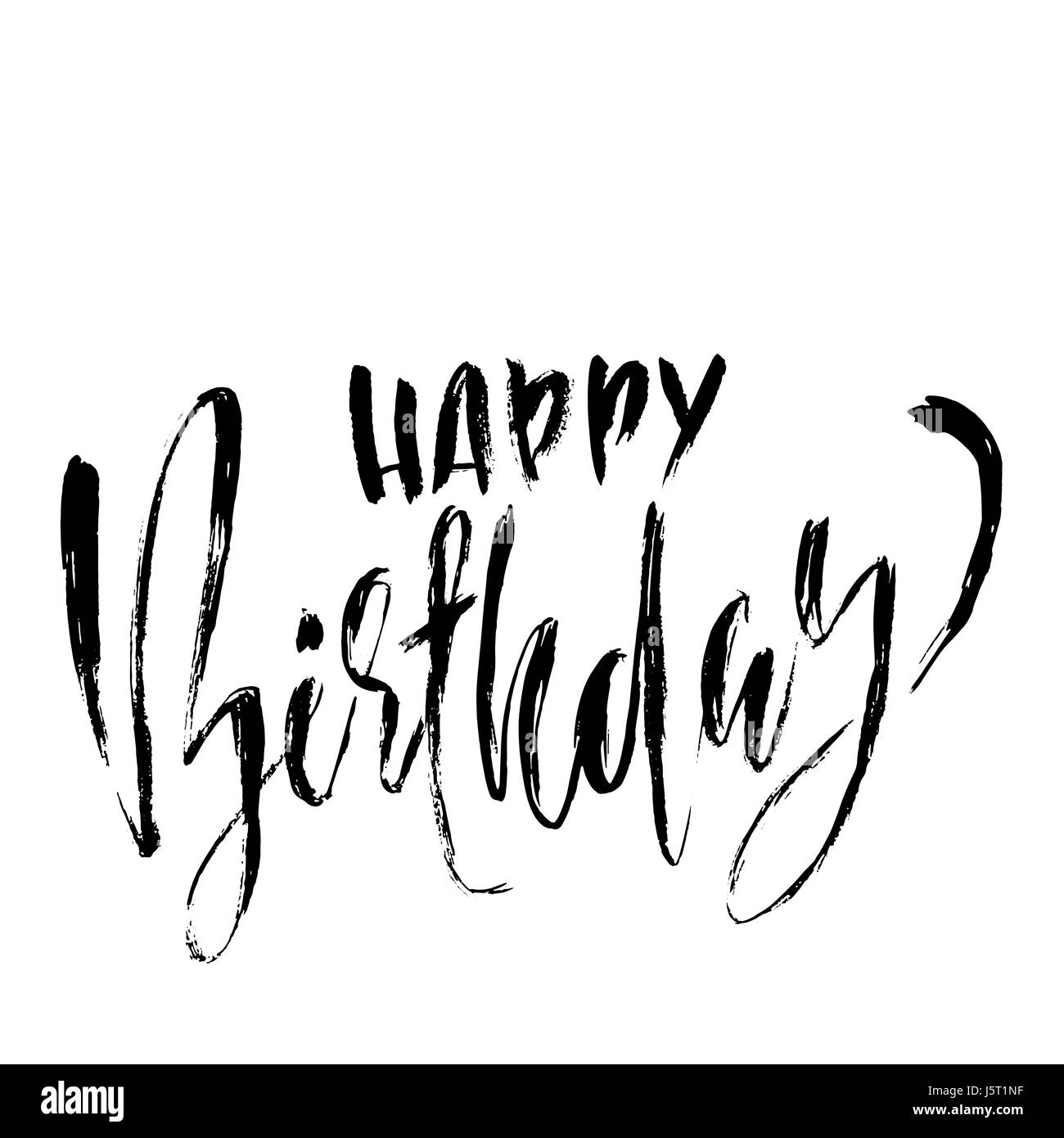 Joyeux anniversaire. La brosse sèche moderne lettrage pour invitation et carte de souhaits, estampes et affiches. Inscription manuscrite. Dessin calligraphique. Vector illustration. Illustration de Vecteur
