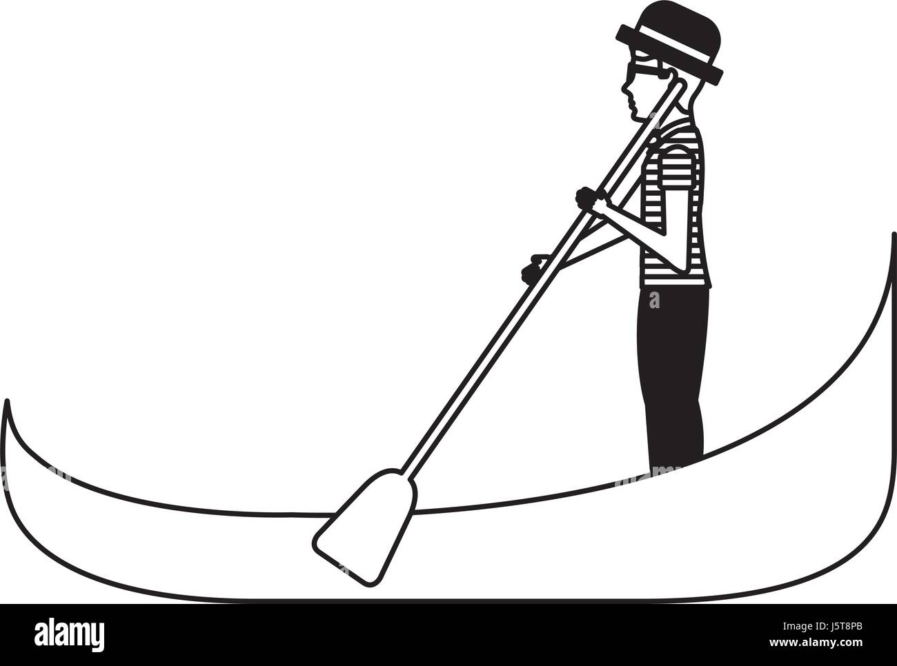 L'aviron une gondole gondolier carton Illustration de Vecteur