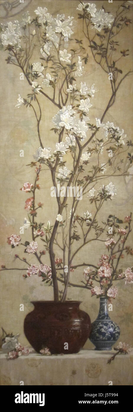 « Azaleas and Apple Blossoms » est une peinture de Charles Caryl Coleman, mettant l'accent sur la beauté délicate des fleurs en fleurs. Banque D'Images