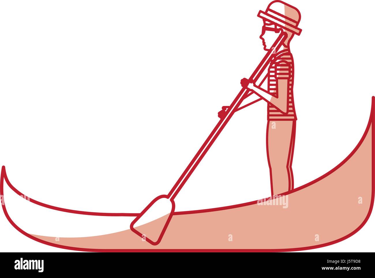 L'aviron une gondole gondolier carton Illustration de Vecteur