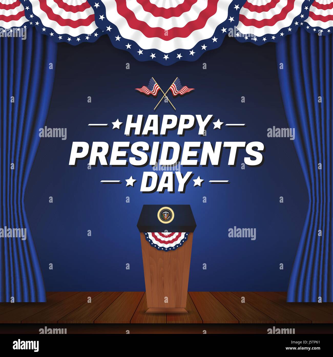 Présidents heureux jour arrière-plan. Podium présidentiel aux Etats-Unis et de l'étape Illustration de Vecteur