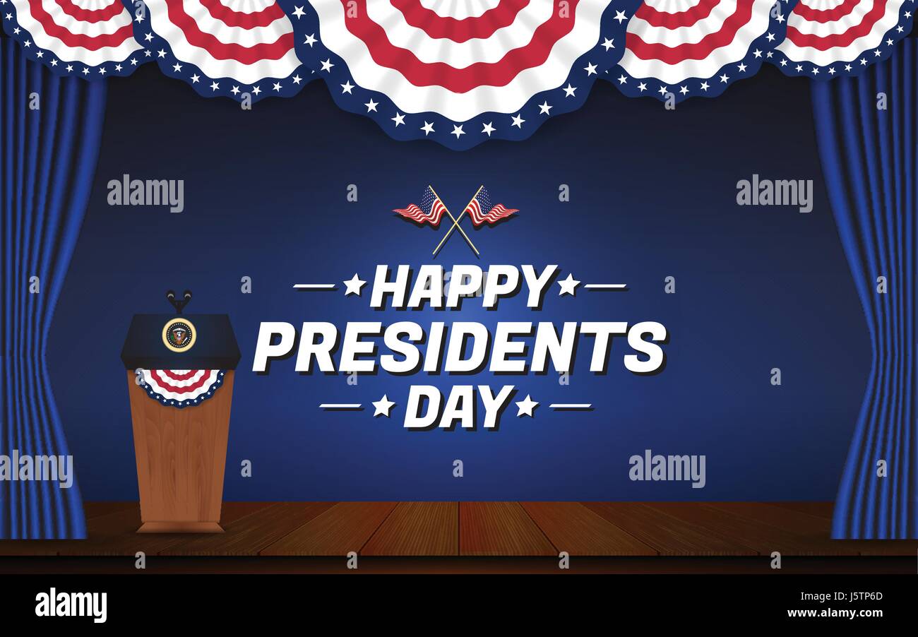 Présidents heureux jour arrière-plan. Podium présidentiel aux Etats-Unis et de l'étape Illustration de Vecteur