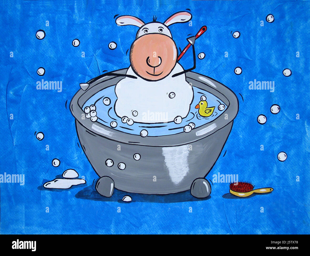 Baignoire à remous illustration mouton bain baignoire verte animaux moutons  witty blow Photo Stock - Alamy