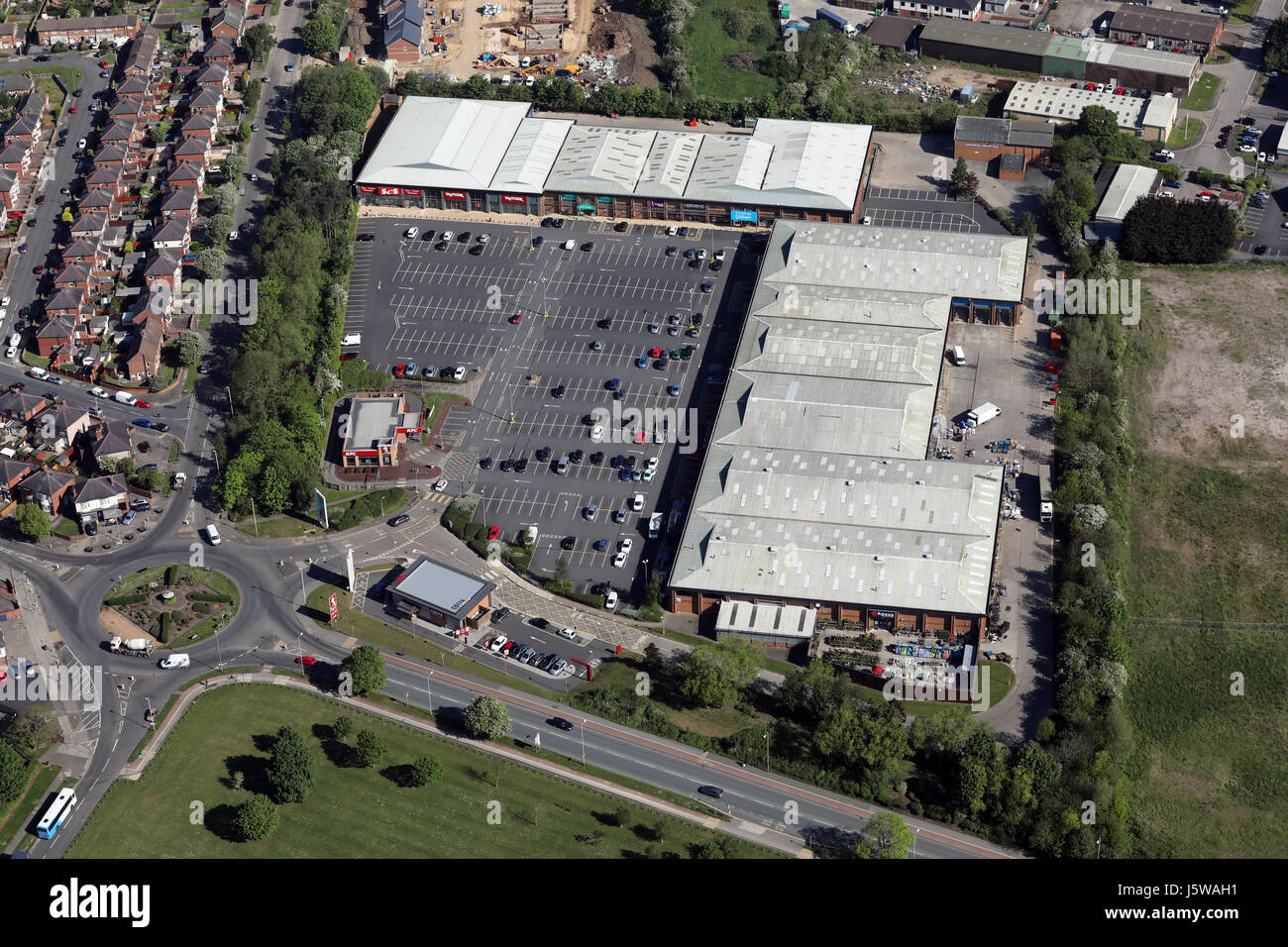 Vue aérienne de la centrale Darlington Retail Park, Royaume-Uni Banque D'Images
