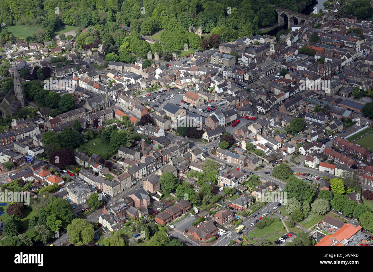 Vue aérienne de la ville de North Yorkshire, UK Knaresborough Banque D'Images
