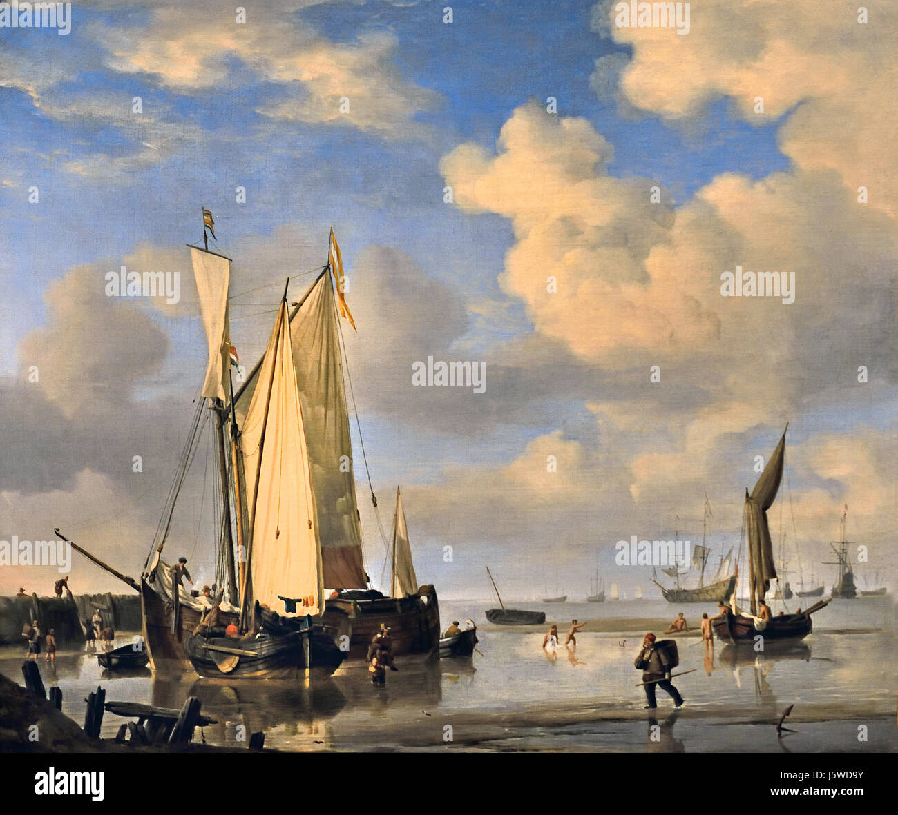 Les navires de pêche côtière et les hommes néerlandais Echelle 1661 Willem van de Velde 1633 - 1707 Le Néerlandais Pays-Bas Banque D'Images