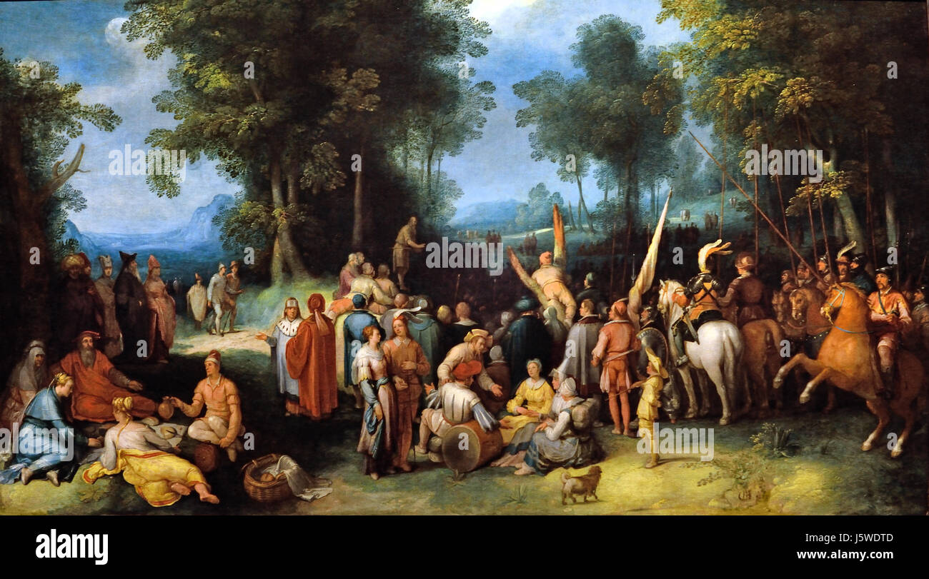 La prédication de saint Jean Baptiste ,1602, Cornelis van Haarlem, 1562 - 1638 Le Néerlandais Pays-Bas ( Saint Jean Baptiste prêchant dans la vallée du Jourdain de grandes foules de Jérusalem et de la campagne environnante. ) Banque D'Images La prédication de saint Jean Baptiste ,1602, Cornelis van Haarlem, 1562 - 1638 Le Néerlandais Pays-Bas ( Saint Jean Baptiste prêchant dans la vallée du Jourdain de grandes foules de Jérusalem et de la campagne environnante. ) Banque D'Images