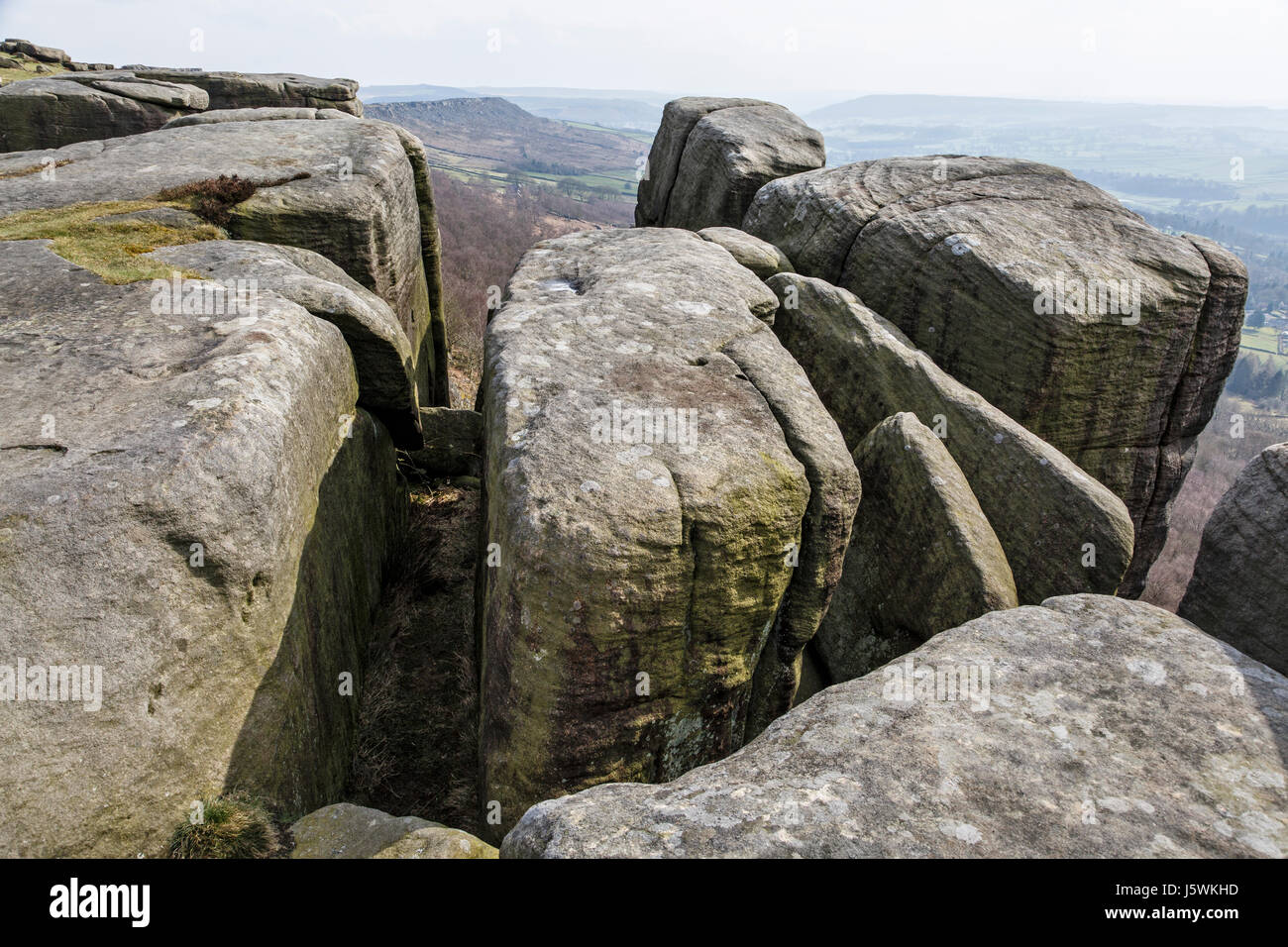 Curbar Edge, parc national de Peak District, Derbyshire Banque D'Images