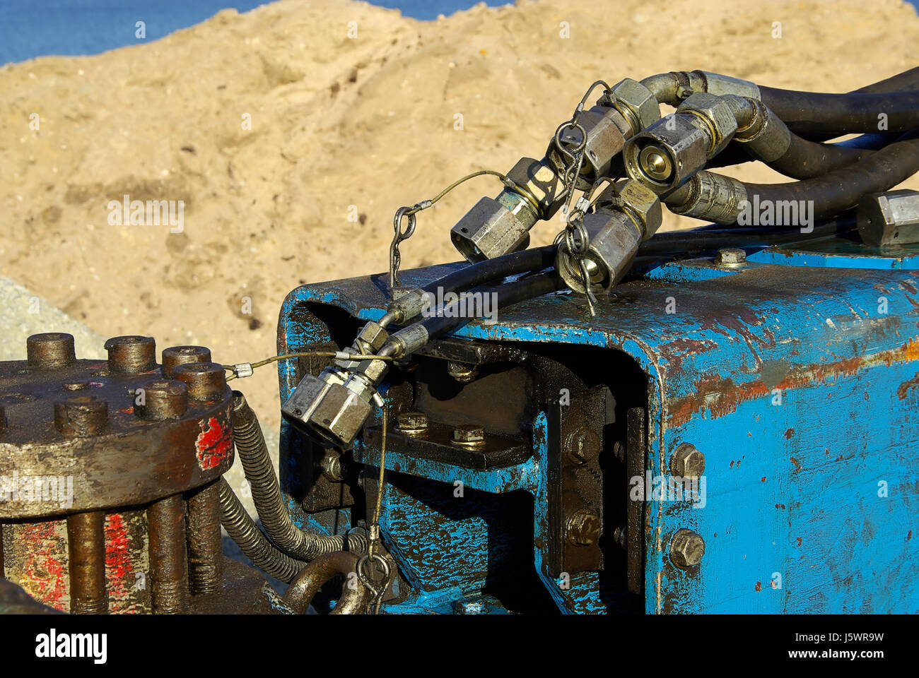 Moteur d'entraînement du moteur le câble flexible hydraulique pneumatique courant blue Banque D'Images