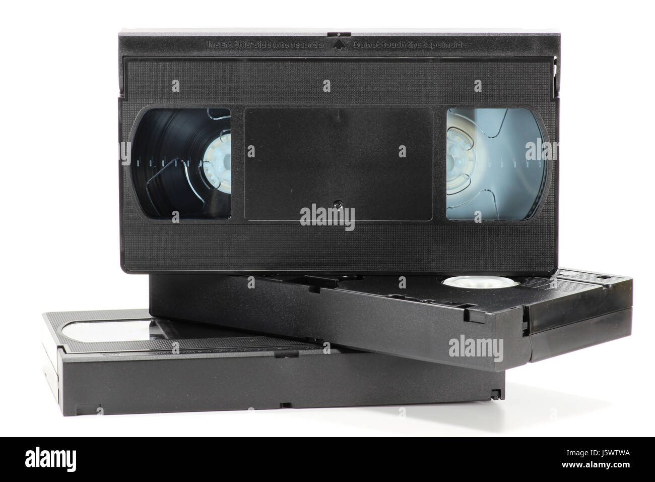 Cassettes vidéo isolé sur fond blanc Banque D'Images