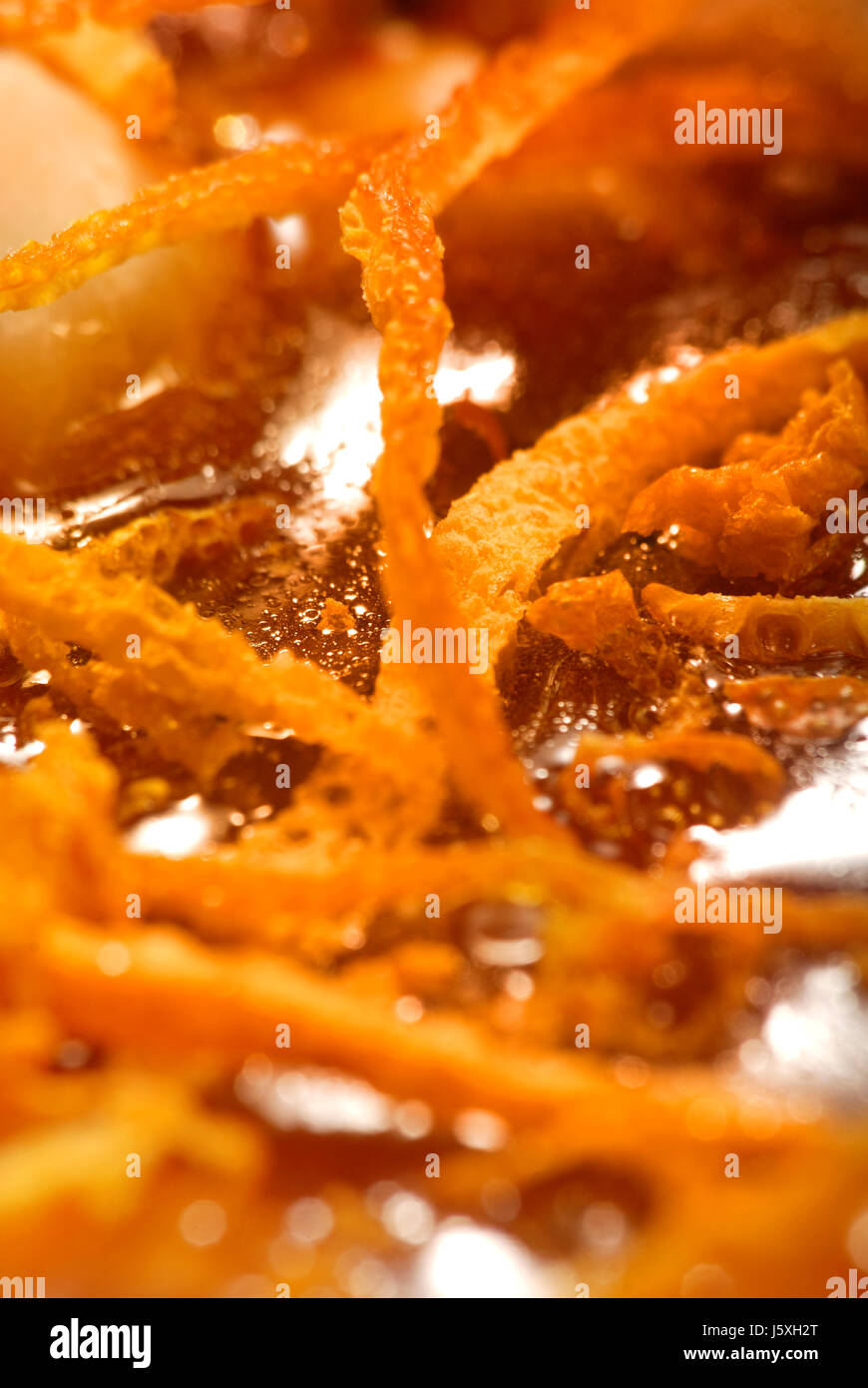 Macro close-up orange admission macro vue en gros bols pâtissier peel d'enregistrement Banque D'Images