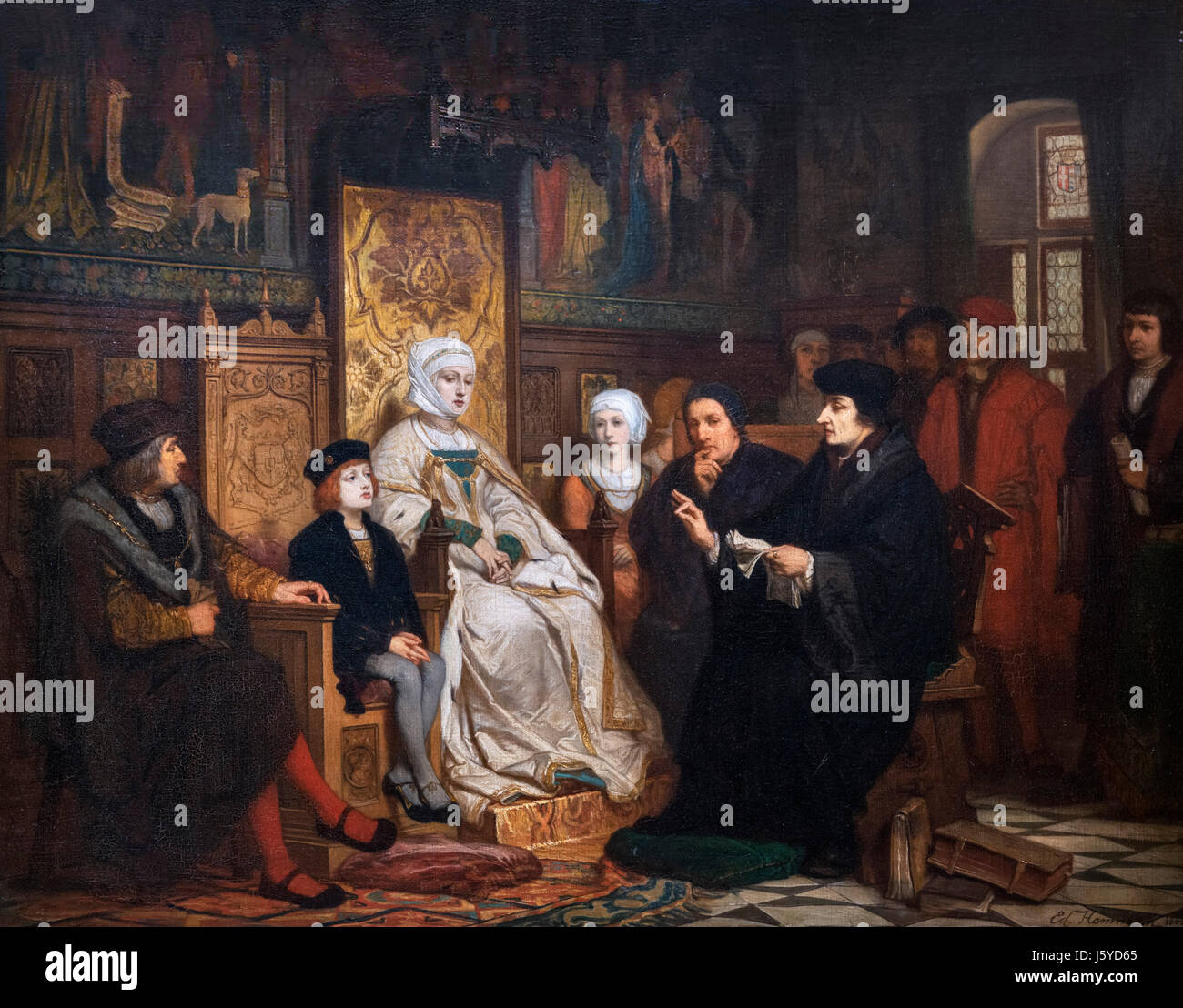 'Enfance de Charles Quint. Lecture d'Erasme" (l'enfance de l'Empereur Charles V. Lecture par Erasmus) par Edouard Hamman (1819-1888), huile sur toile, 1863 Banque D'Images