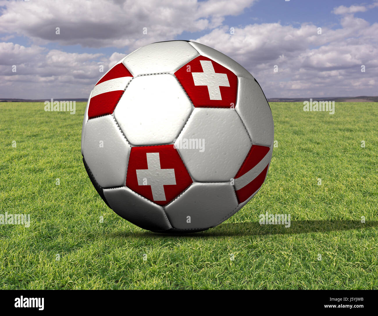 Football em on lawn Banque D'Images
