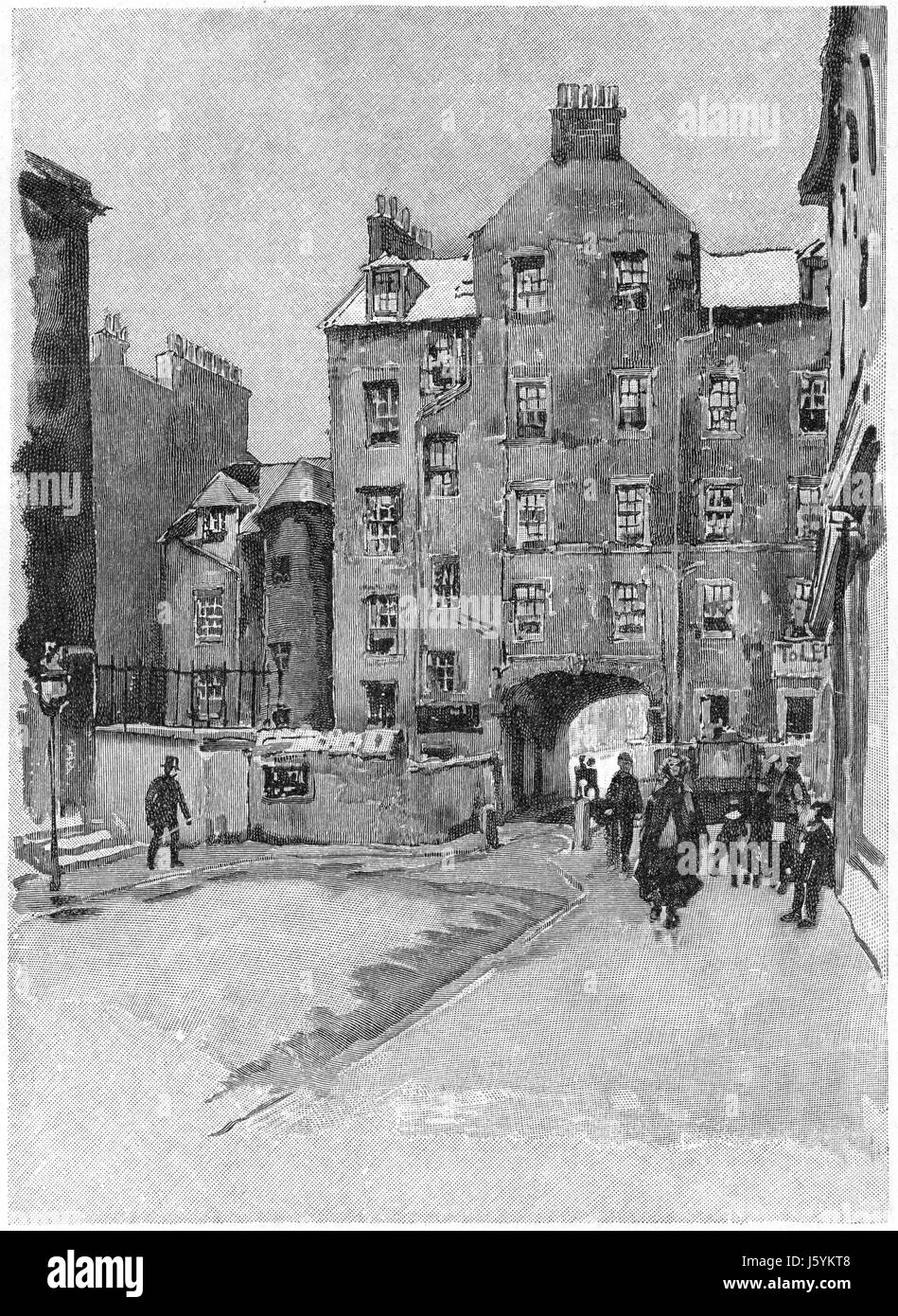 Poète écossais Robert Burns' Gîtes, Buccleuch Pend, 14 Buccleuch Street, Édimbourg, Écosse, Harper's New Monthly Magazine, Illustration, Mars 1891 Banque D'Images