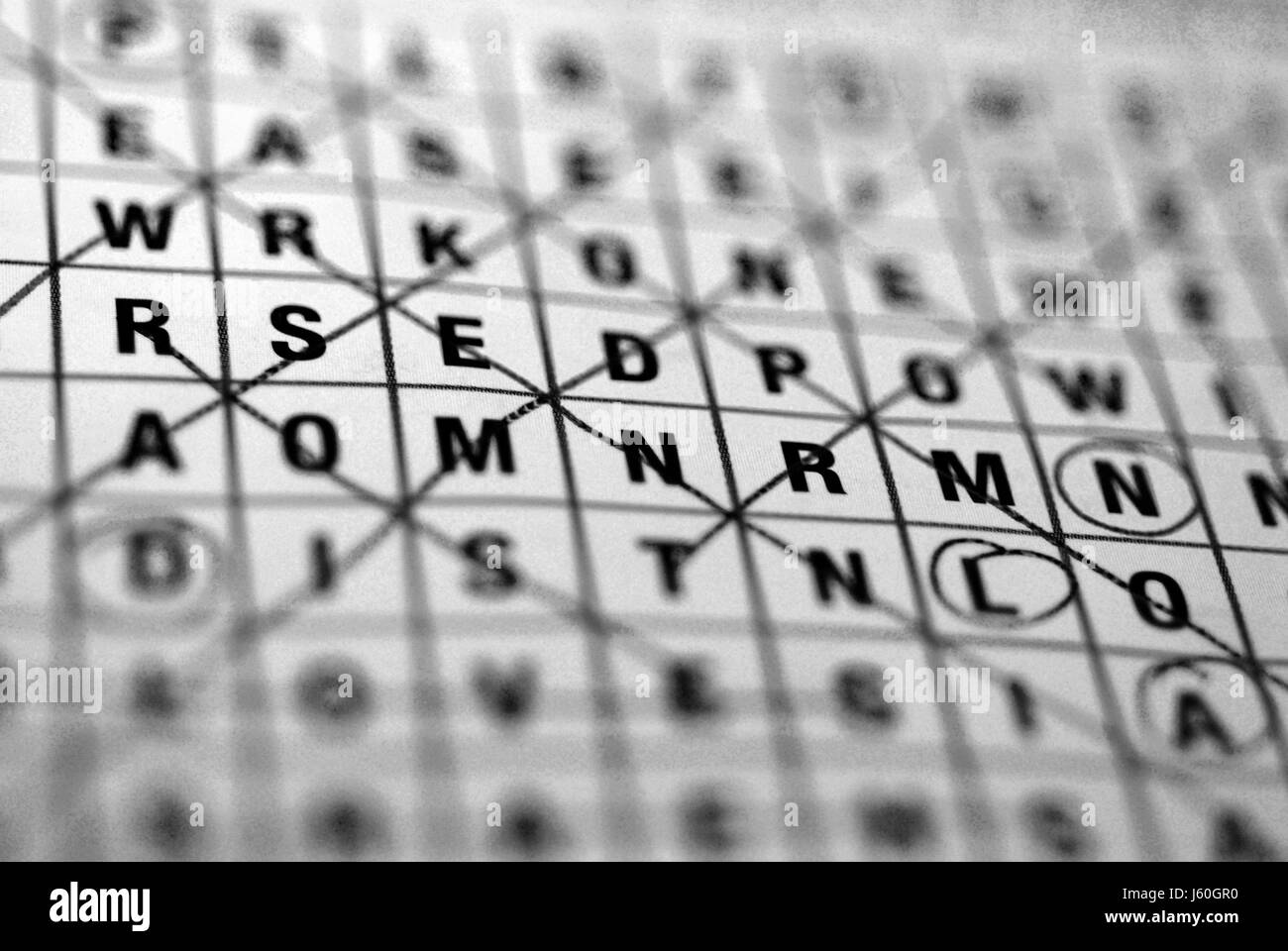 Word search puzzle de logique logique de concurrence concurrence grille grille grille Banque D'Images