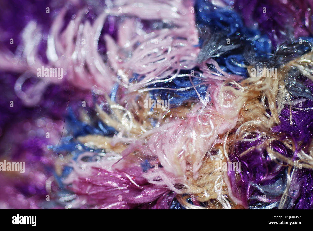 Fil coton laine fibres fibres de nylon bleu fil macro macro close-up admission Banque D'Images