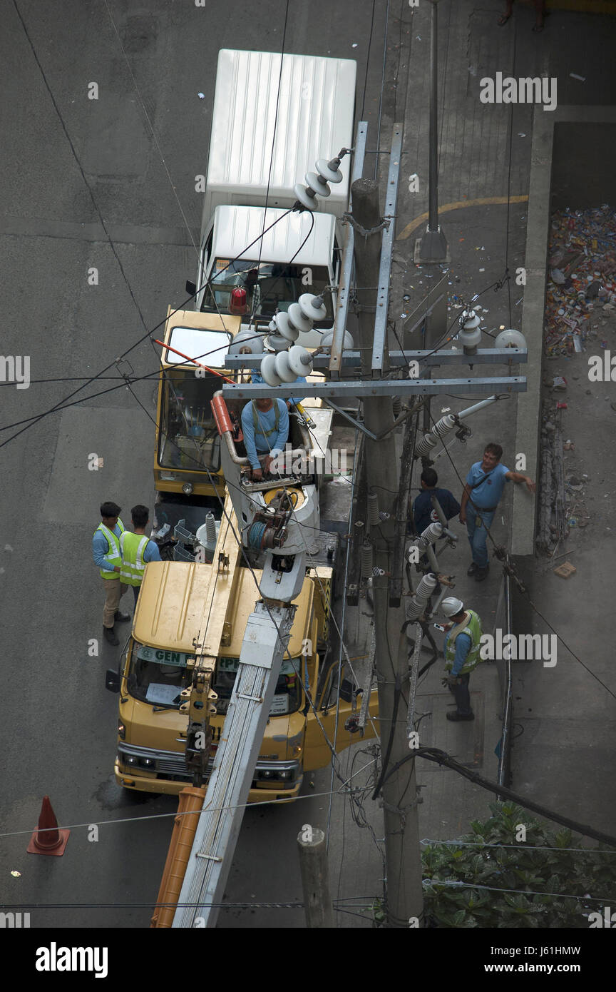 Les travaux d'électricité, Manille, Philippines Banque D'Images