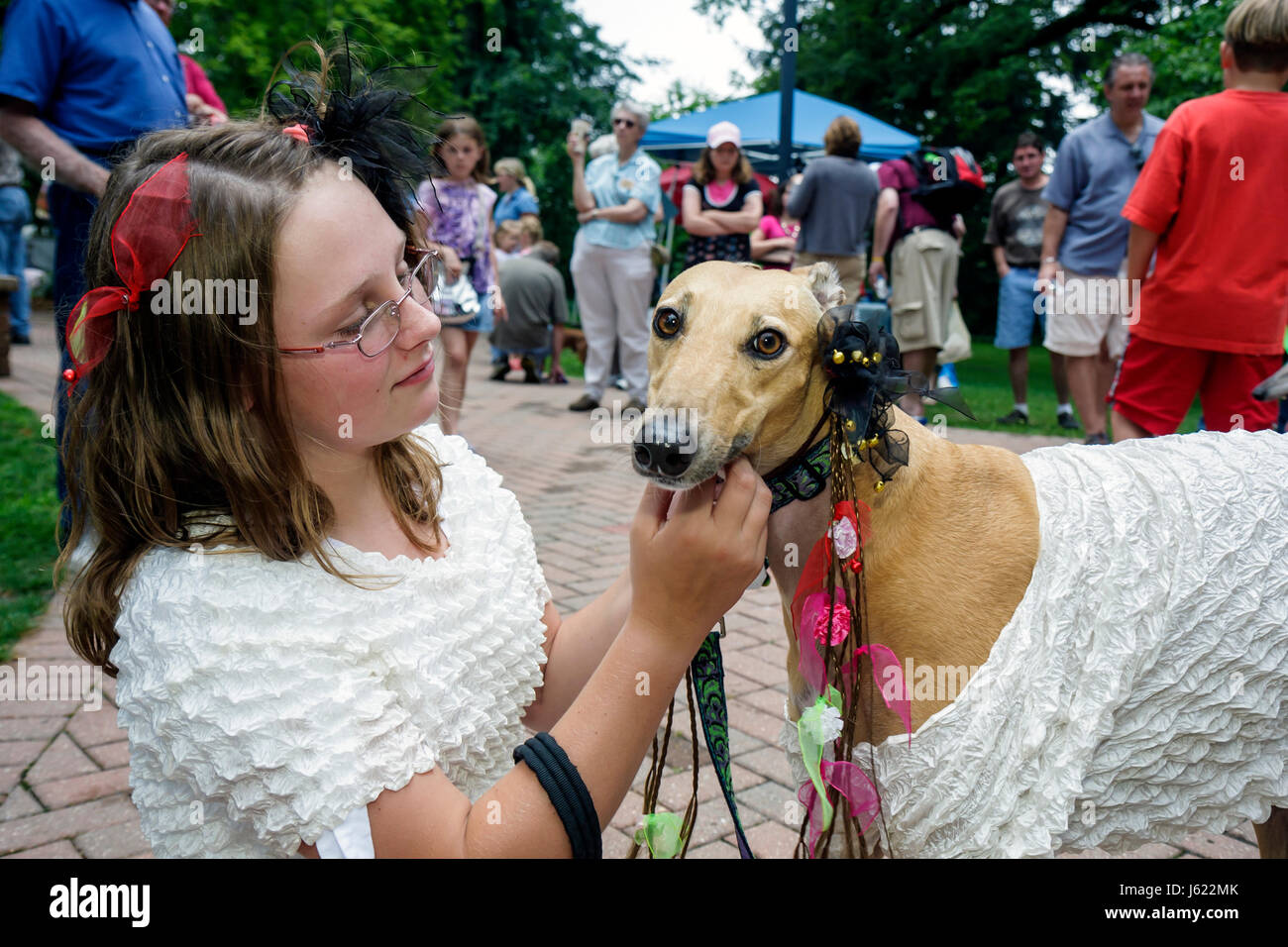 Indiana Chesterton,Thomas Centennial Park,Bark dans le parc,famille familles parents enfants enfants parents,Festival,festivals,célébration,foire,communauté Banque D'Images