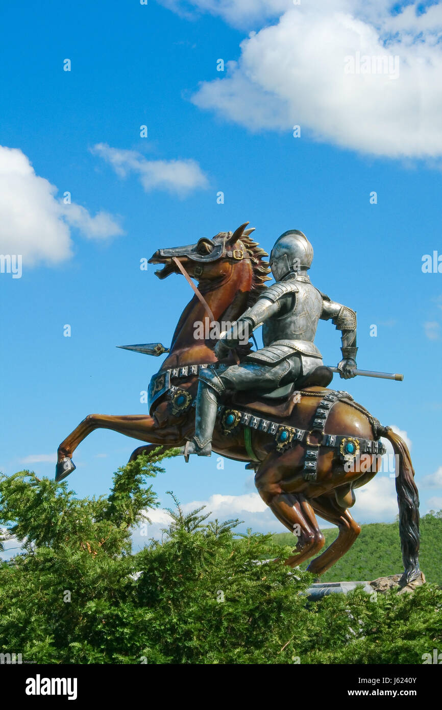 Matière synthétique en plastique cheval cheval chevalier métallique en tôle de fer protéger Banque D'Images