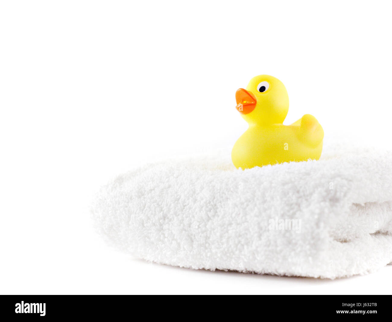 Squeaker duck on towel Banque D'Images