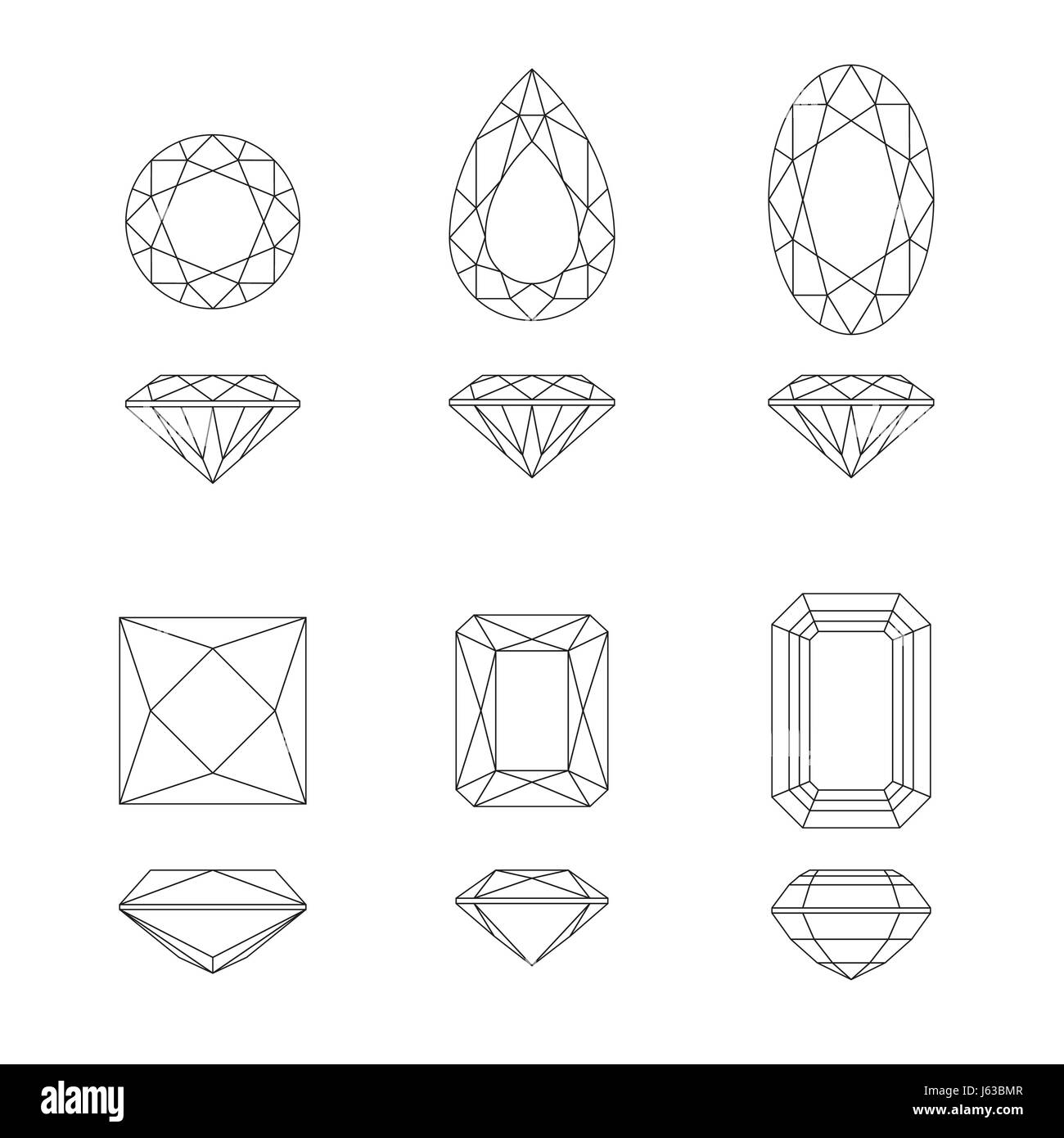 Pierre précieuse diamants et des formes. Illustration de Vecteur