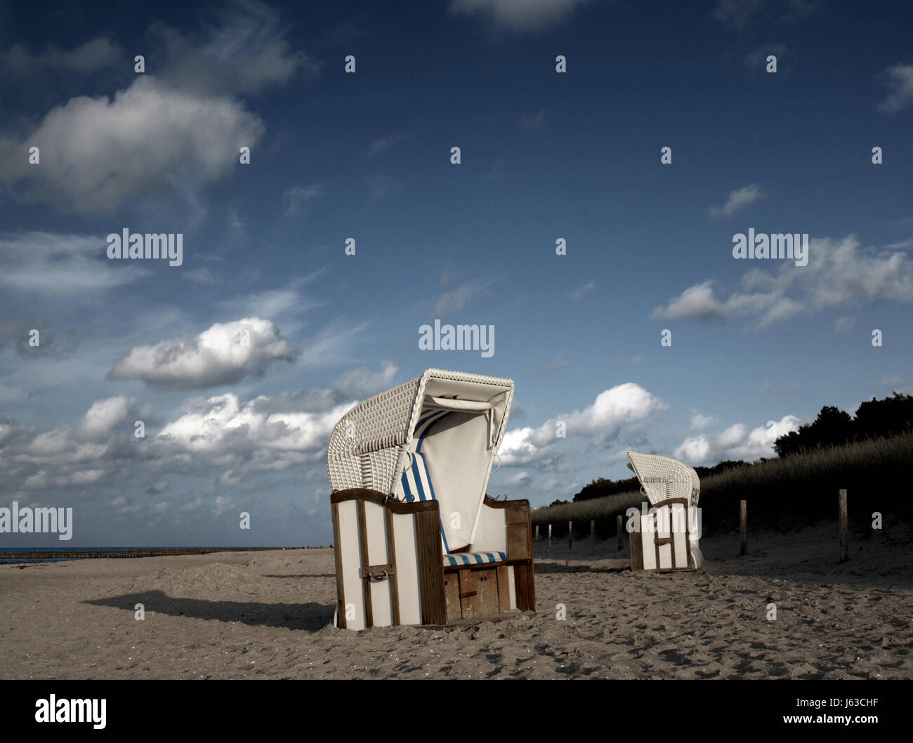 Bord de plage la plage Plage Plage Plage panier chaise chaises sel paniers Banque D'Images