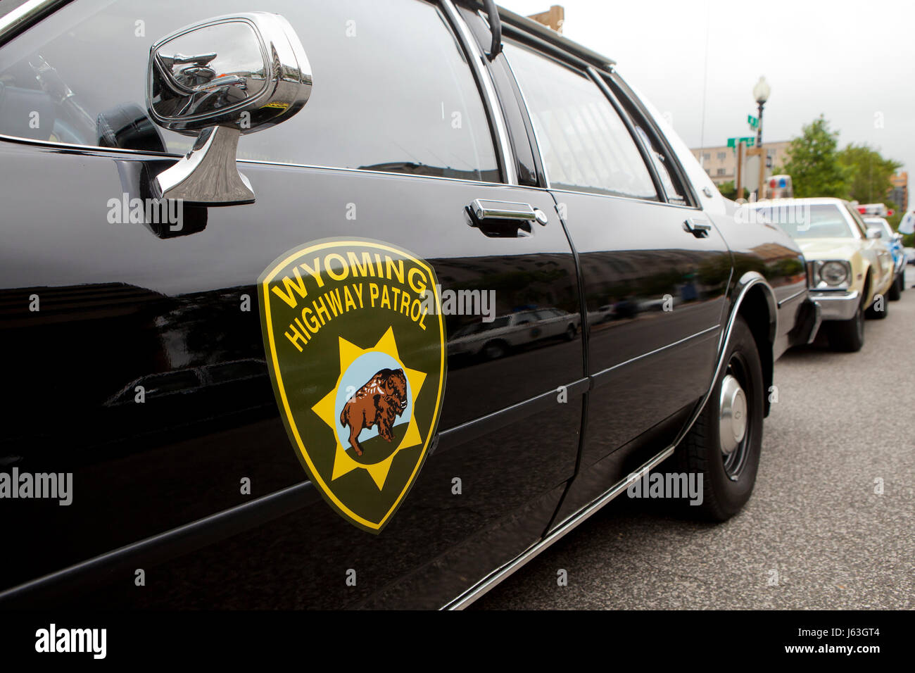 Vintage Wyoming Highway Patrol voiture de police - USA Banque D'Images