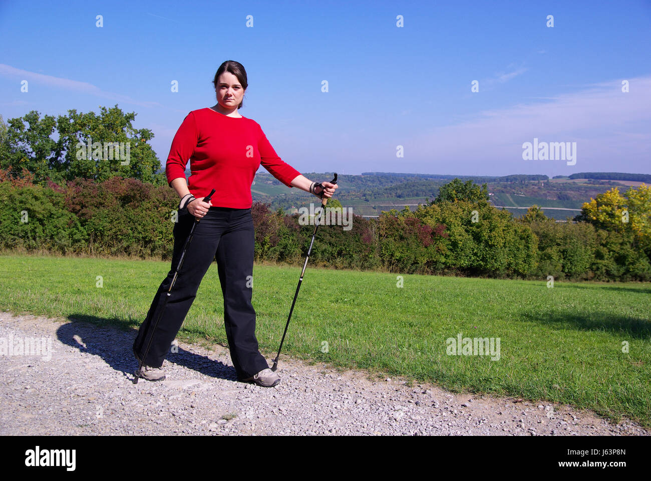 La marche nordique Banque D'Images