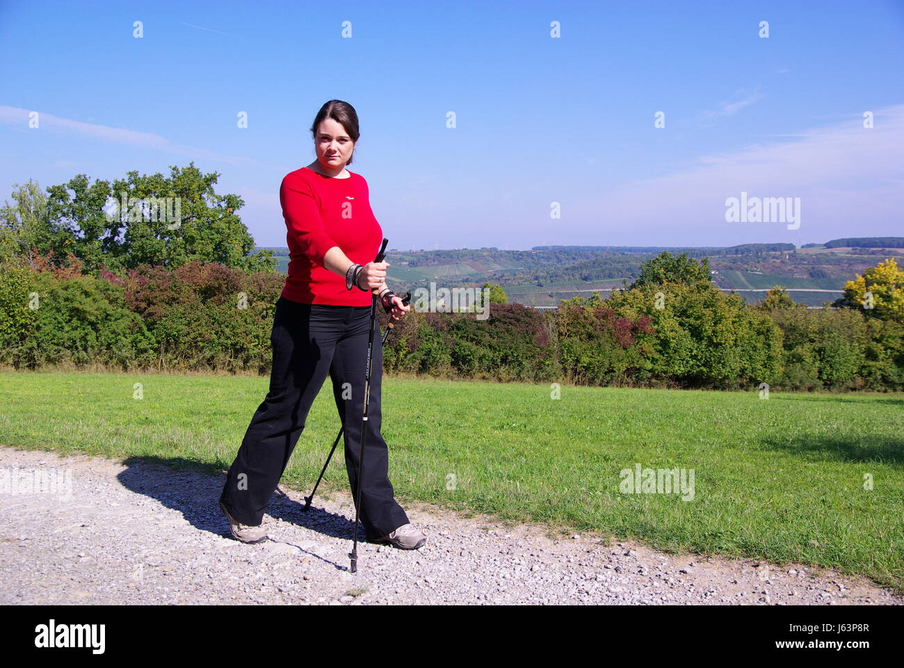 La marche nordique Banque D'Images