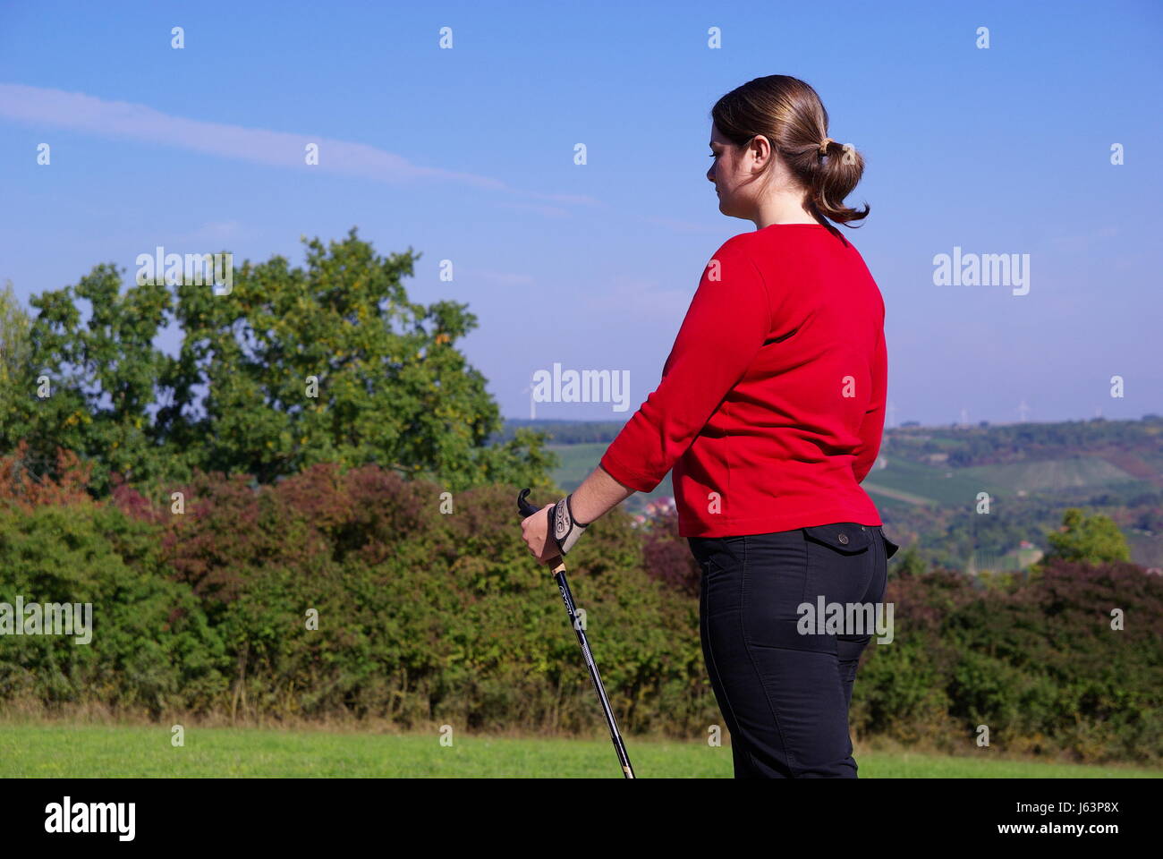 Femme temps libre temps libre temps libre loisirs sport sports la marche nordique Banque D'Images