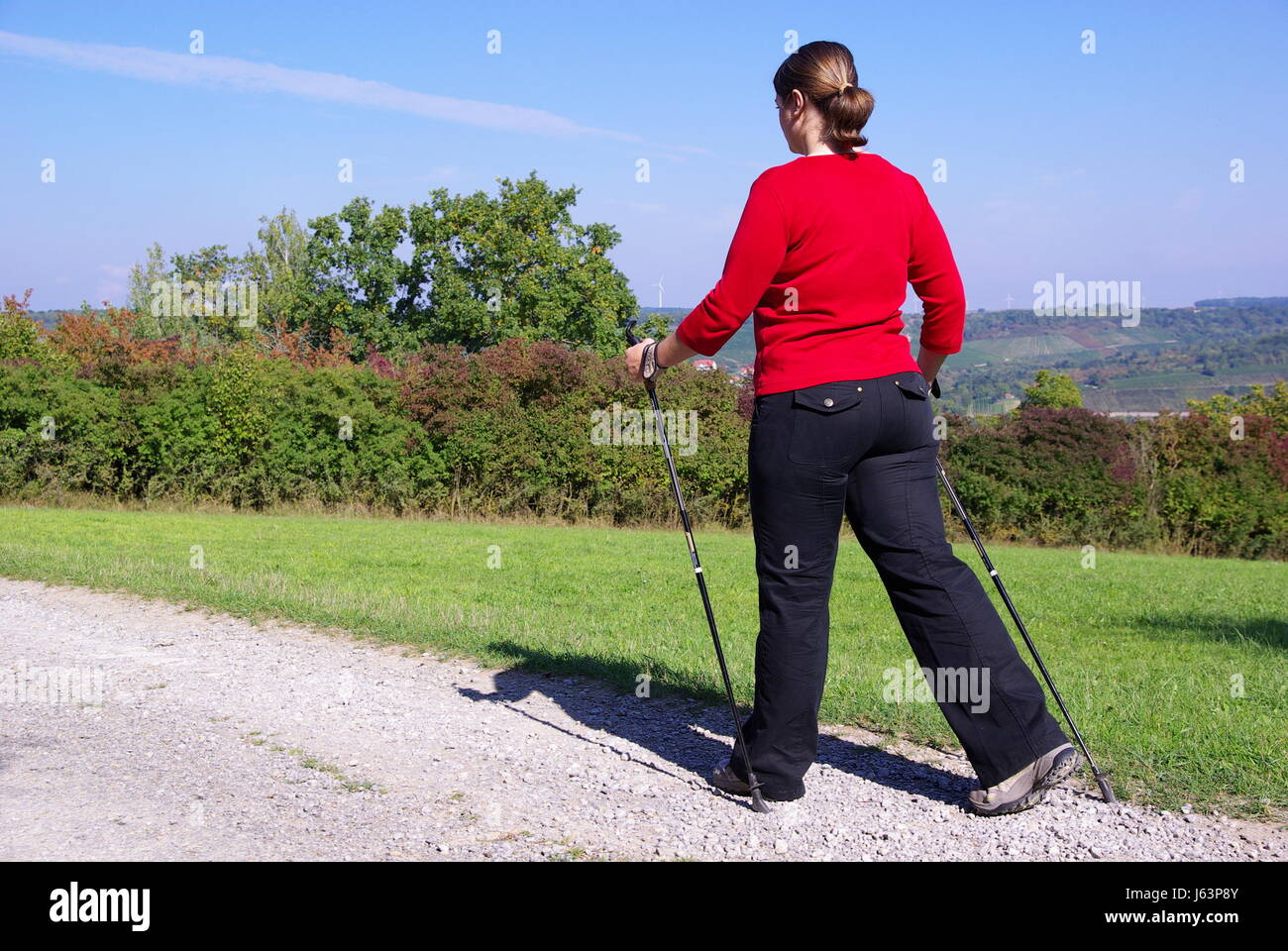 Femme temps libre temps libre temps libre loisirs sport sports la marche nordique Banque D'Images