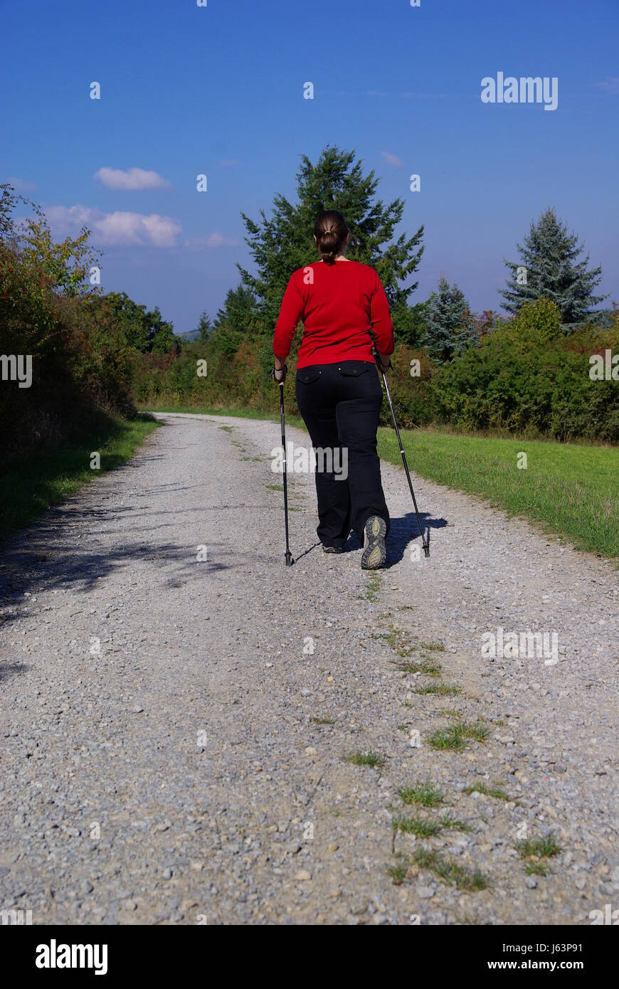 Femme temps libre temps libre temps libre loisirs sport sports la marche nordique Banque D'Images