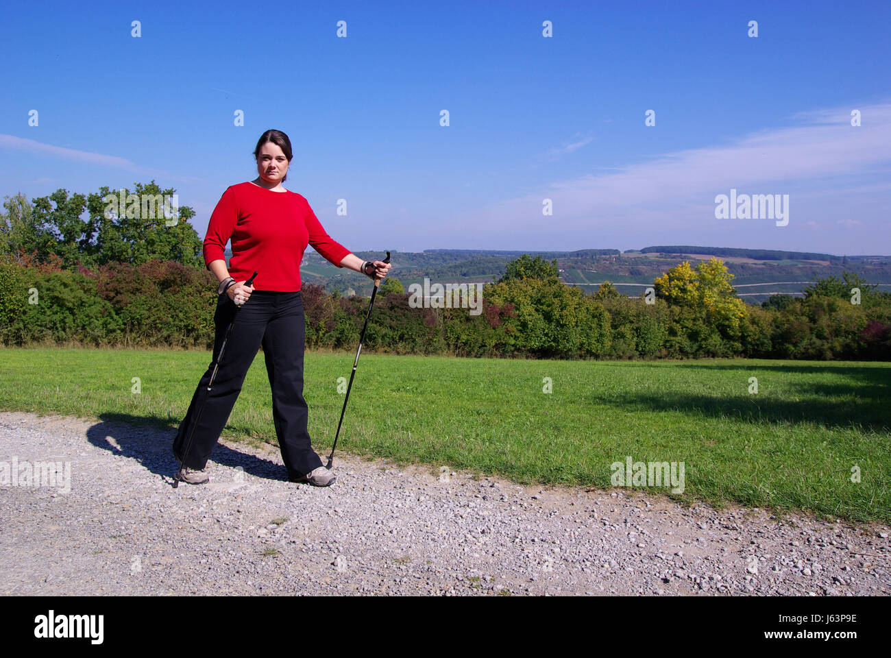 La marche nordique Banque D'Images