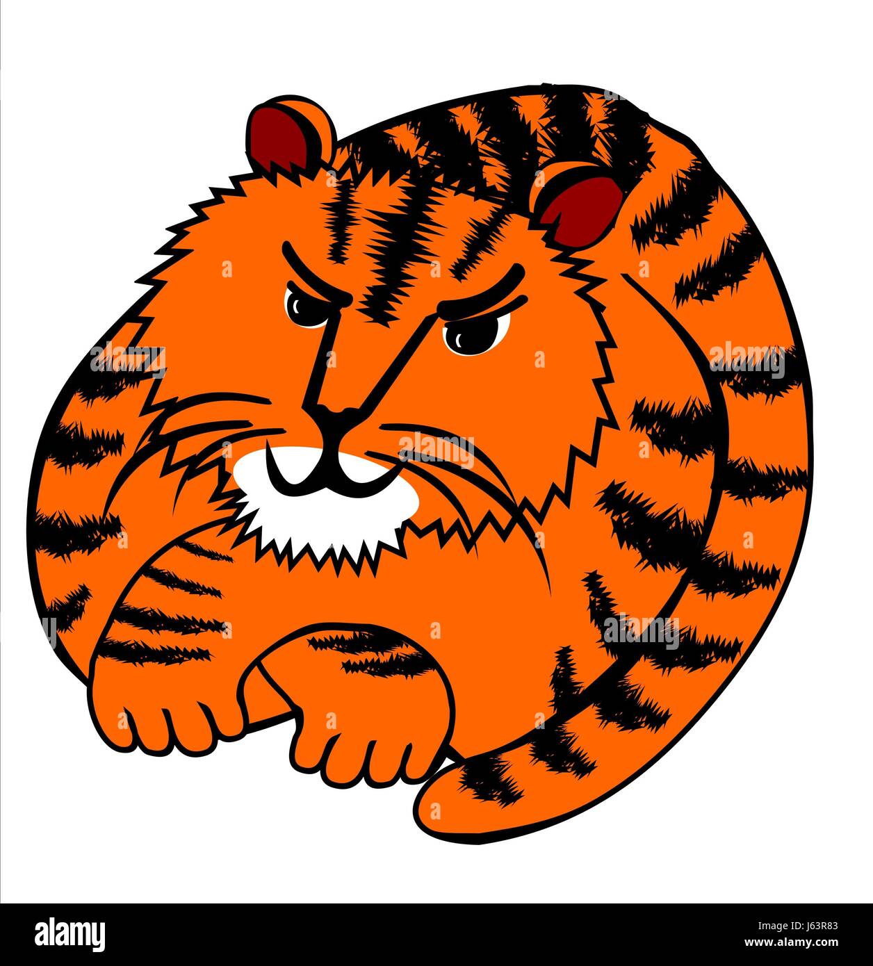 Big cat chat félin tigre prédateur sauvage des animaux heureux illustration mensonge mentir Banque D'Images