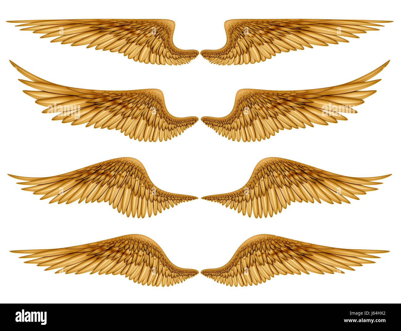 Illustration numérique d'ailes. Isolé sur blanc et avec un chemin, ils sont prêts à être combinés avec d'autres images. Banque D'Images