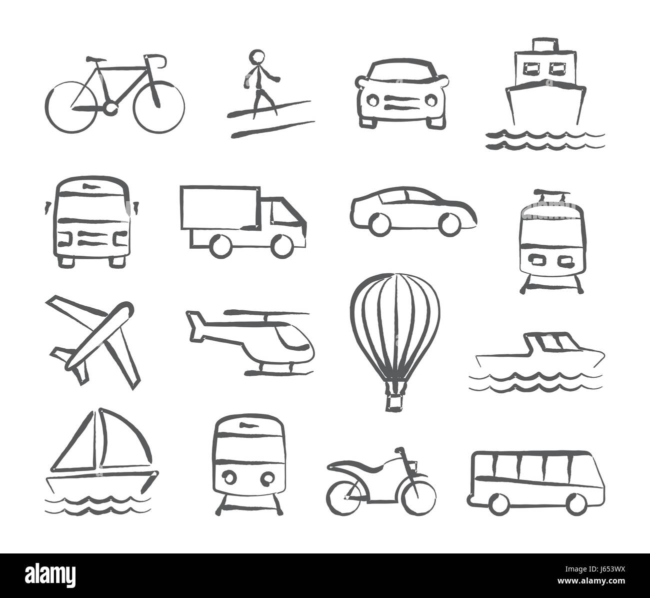 Icônes doodle Transport Illustration de Vecteur