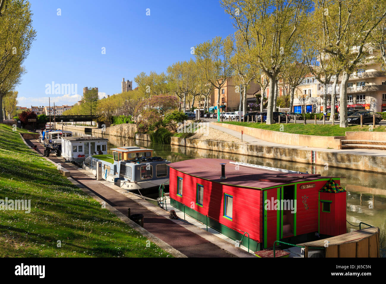 France, Aude, Narbonne, Canal de la Robine Banque D'Images