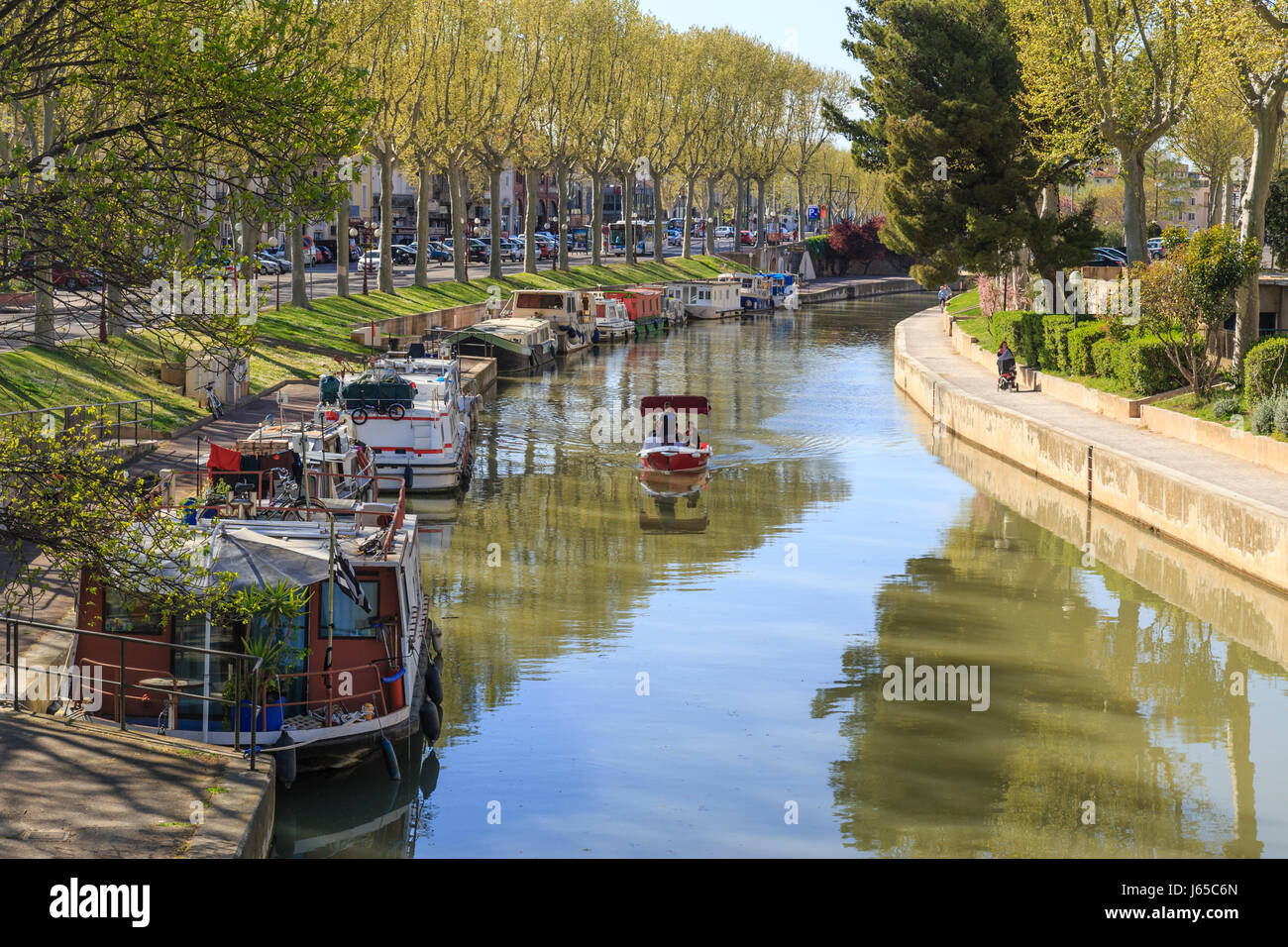 France, Aude, Narbonne, Canal de la Robine Banque D'Images