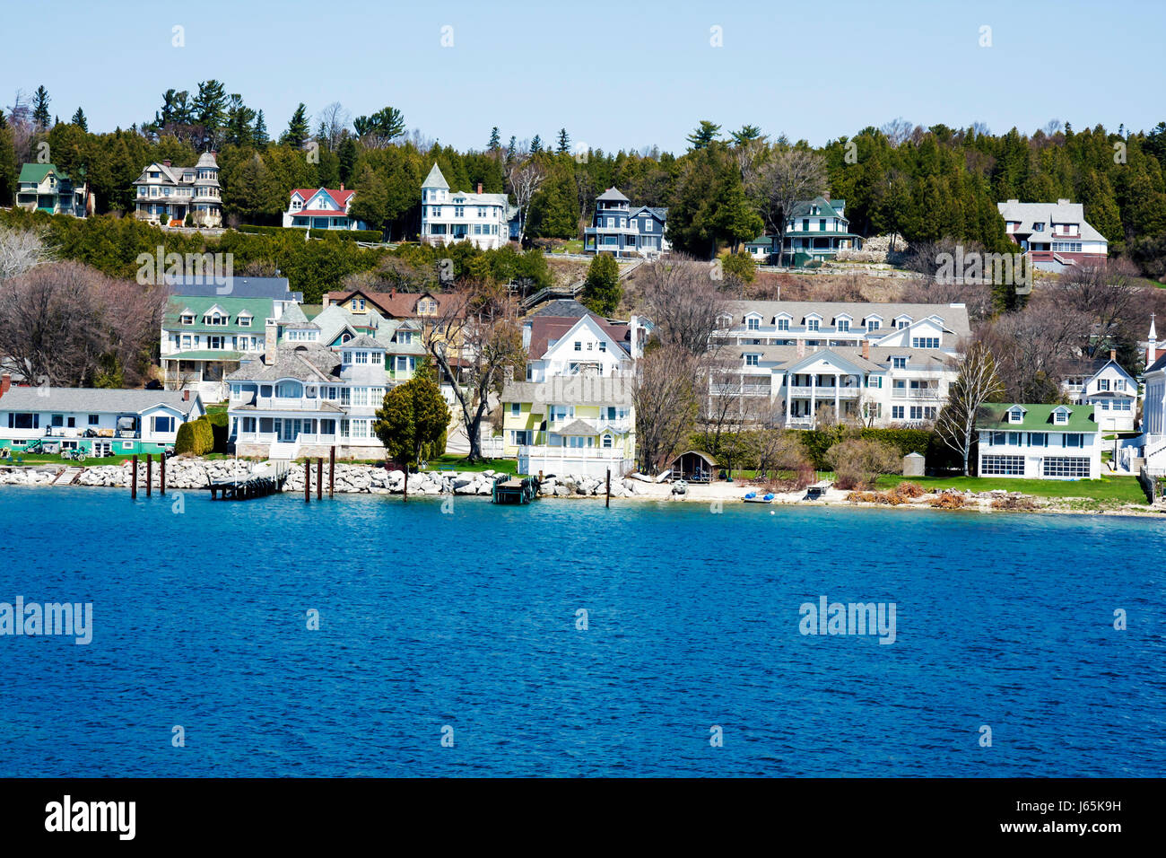 Michigan Mackinac County, Mackinac Island, Mackinaw, Mackinac Historic State Parks Park, Arnold Ferry, détroit de Mackinac, lac Huron Banque D'Images