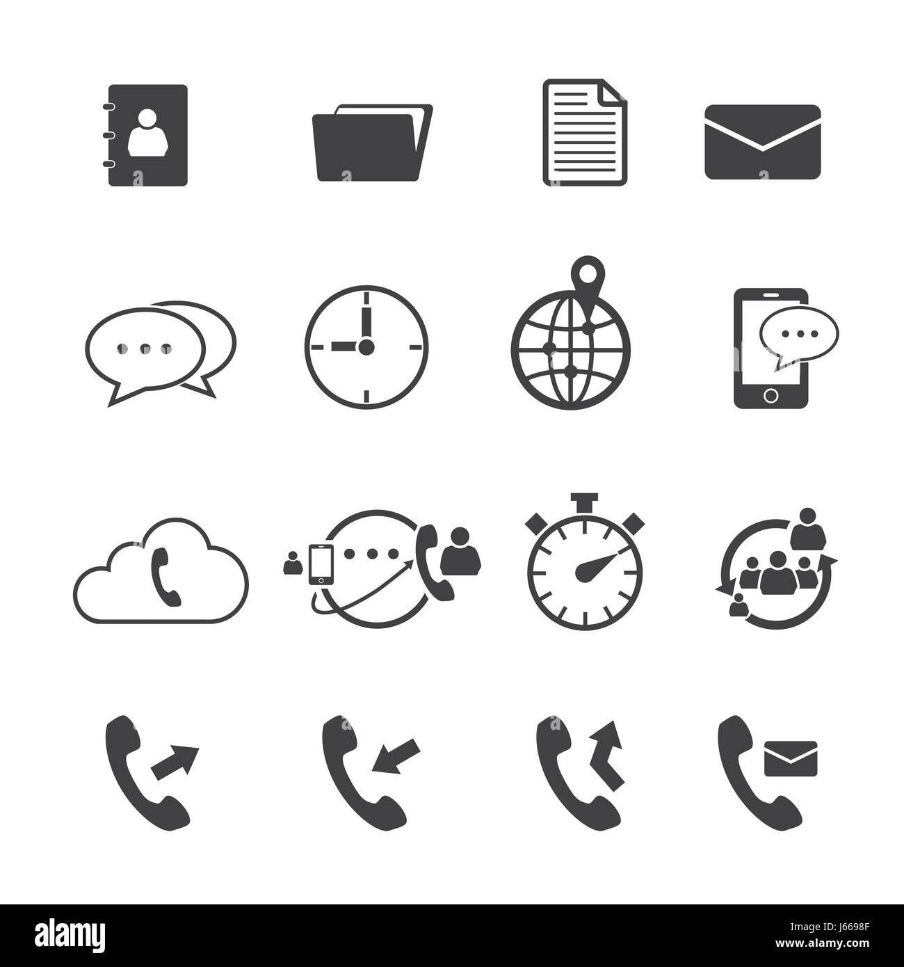 Appel téléphonique et mail icon set Illustration de Vecteur