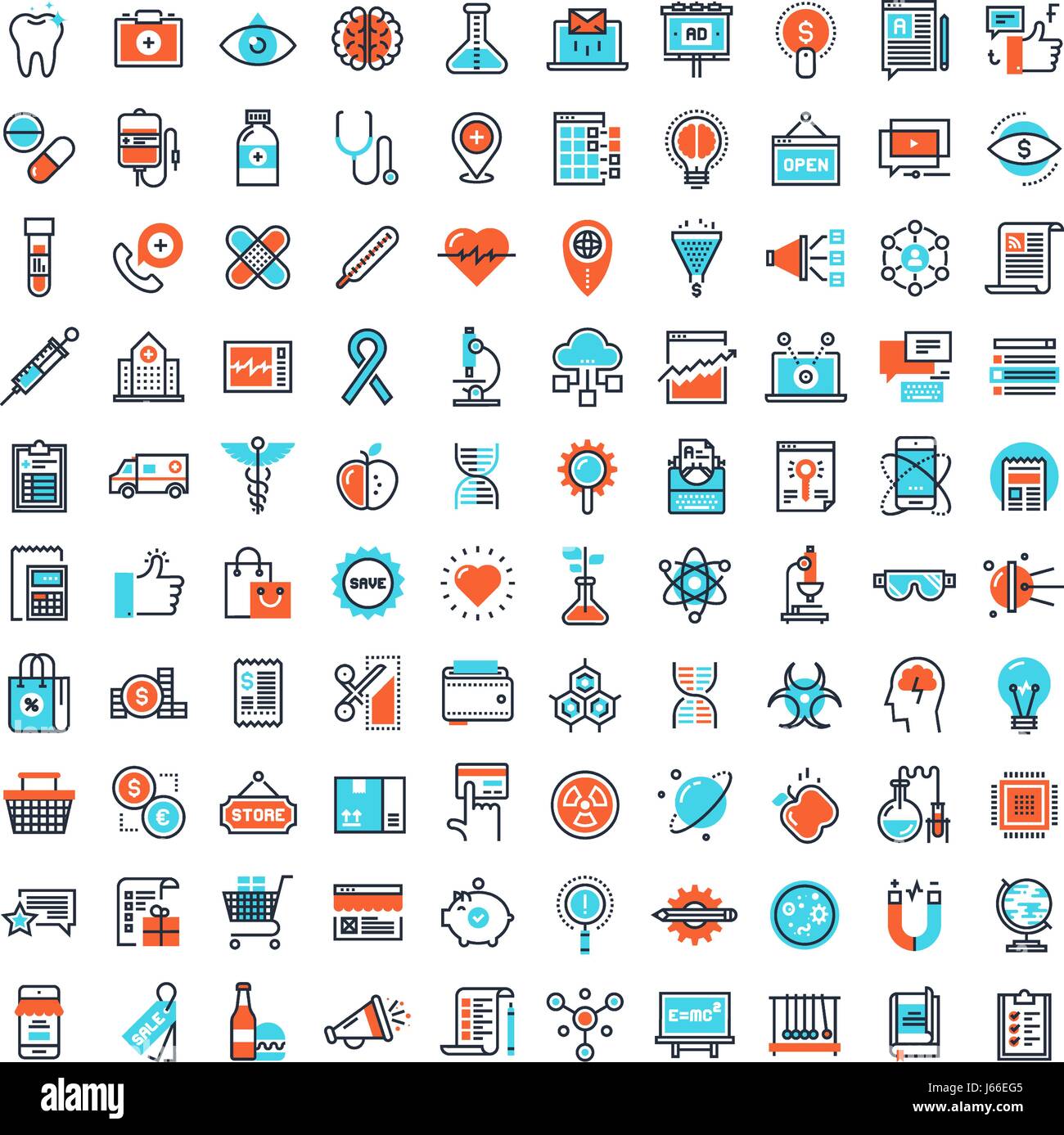 Ligne plate Web Icons Illustration de Vecteur