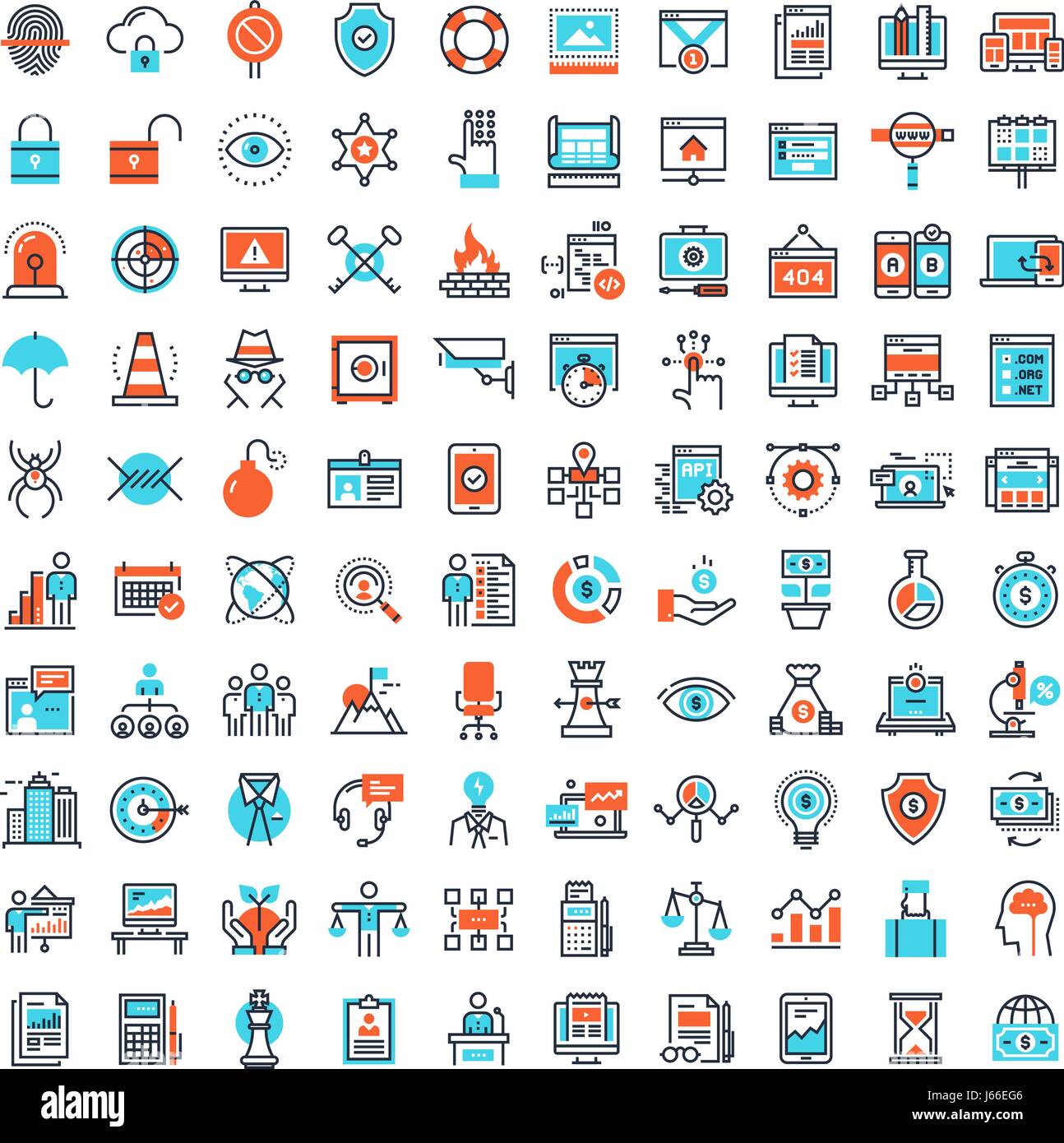Ligne plate Web Icons Illustration de Vecteur
