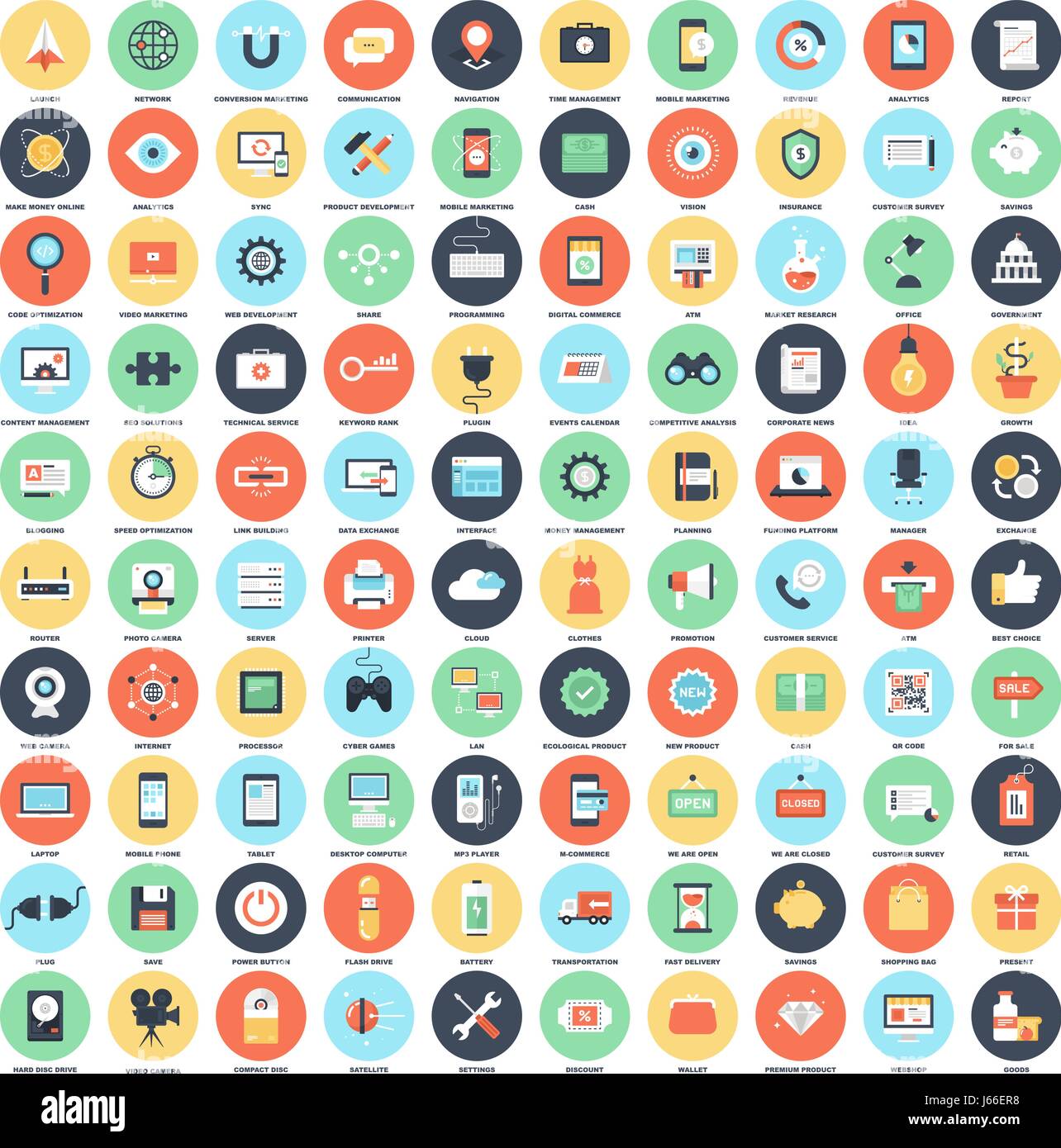 Icônes Web plat Illustration de Vecteur