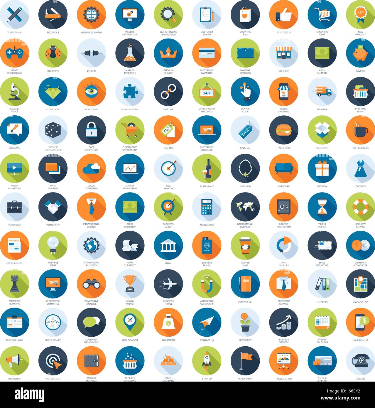 Icônes Web plat Illustration de Vecteur