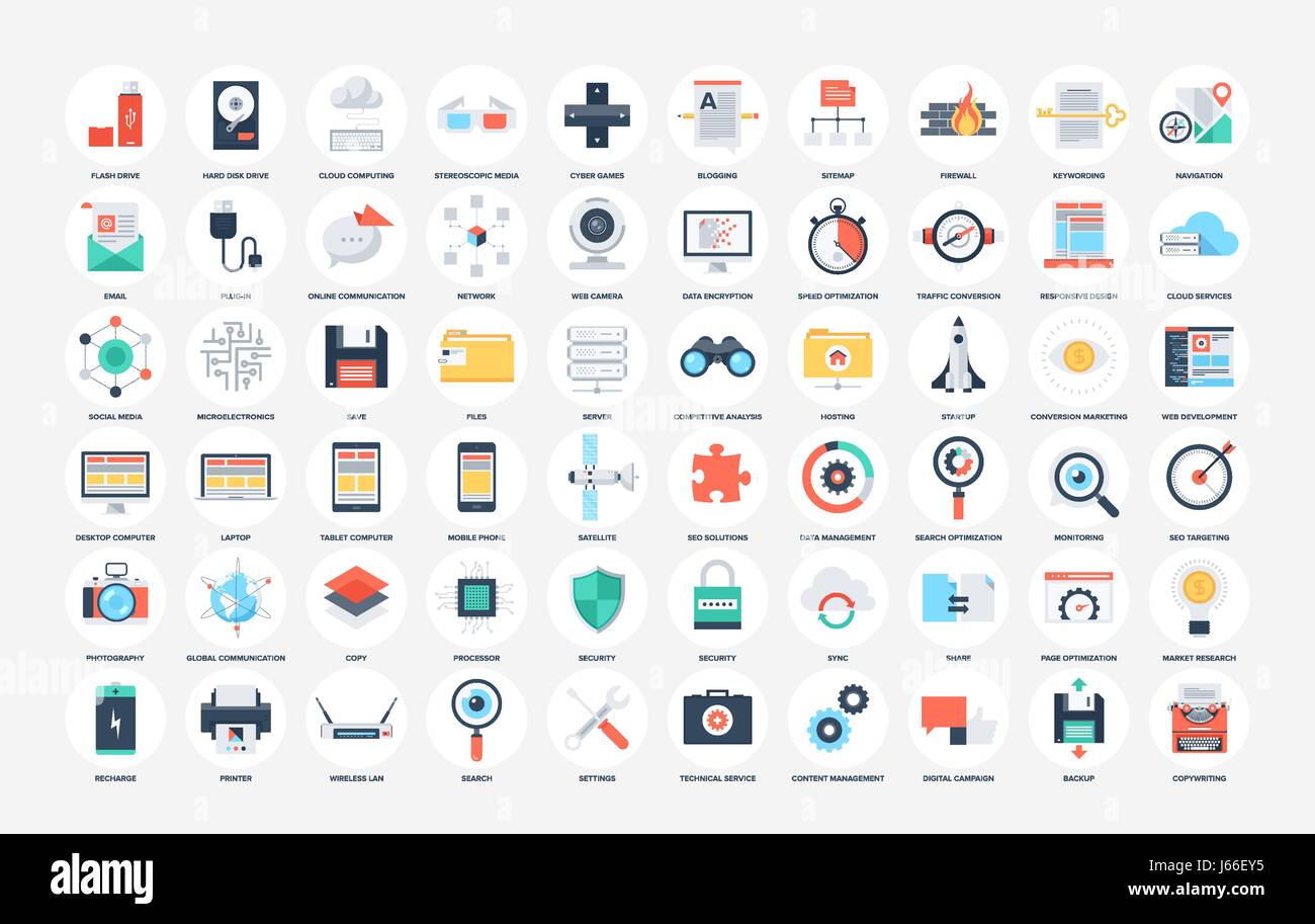 Icônes Web plat Illustration de Vecteur